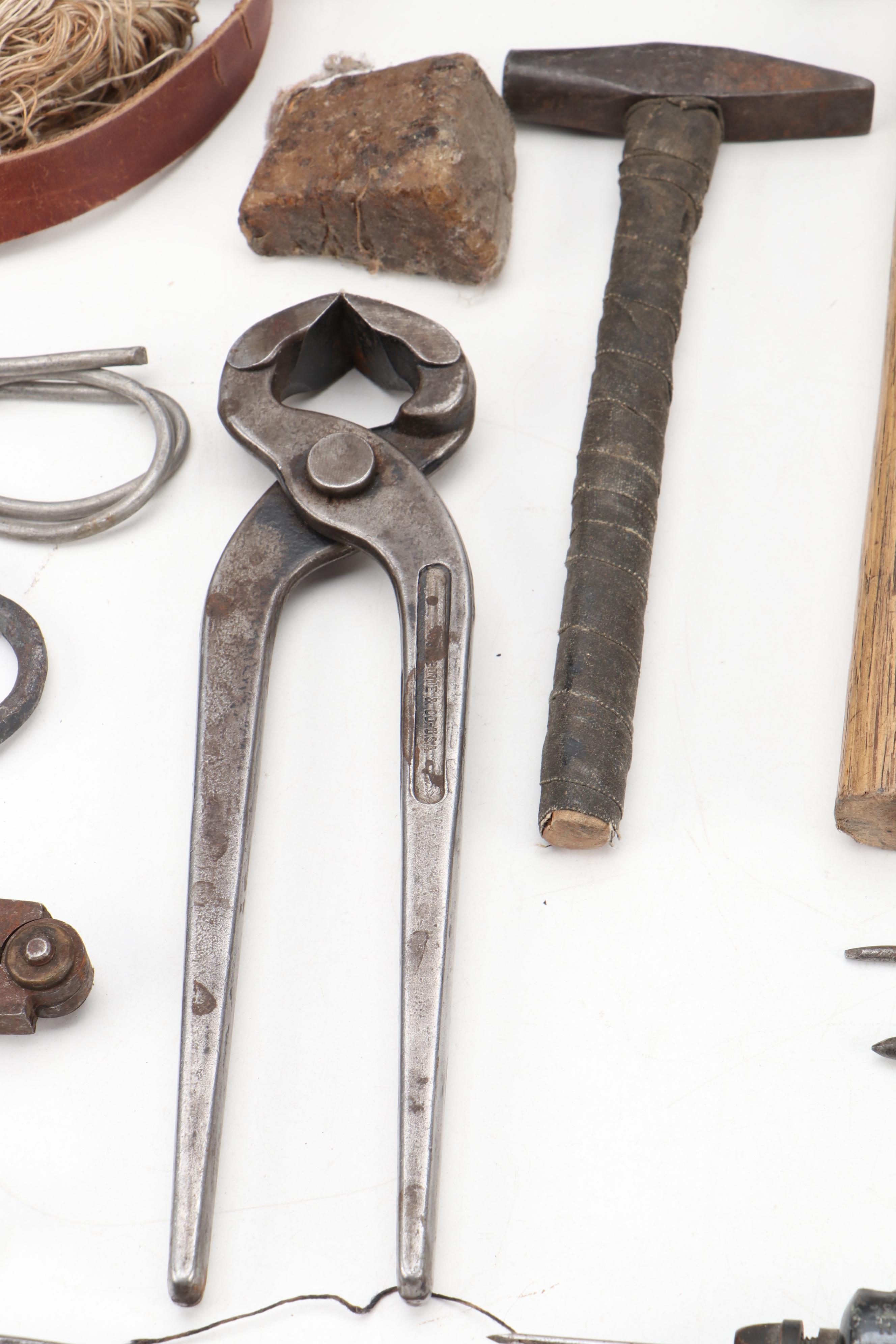 Cobblers Hand Tools, Hammers and Supplies With Case