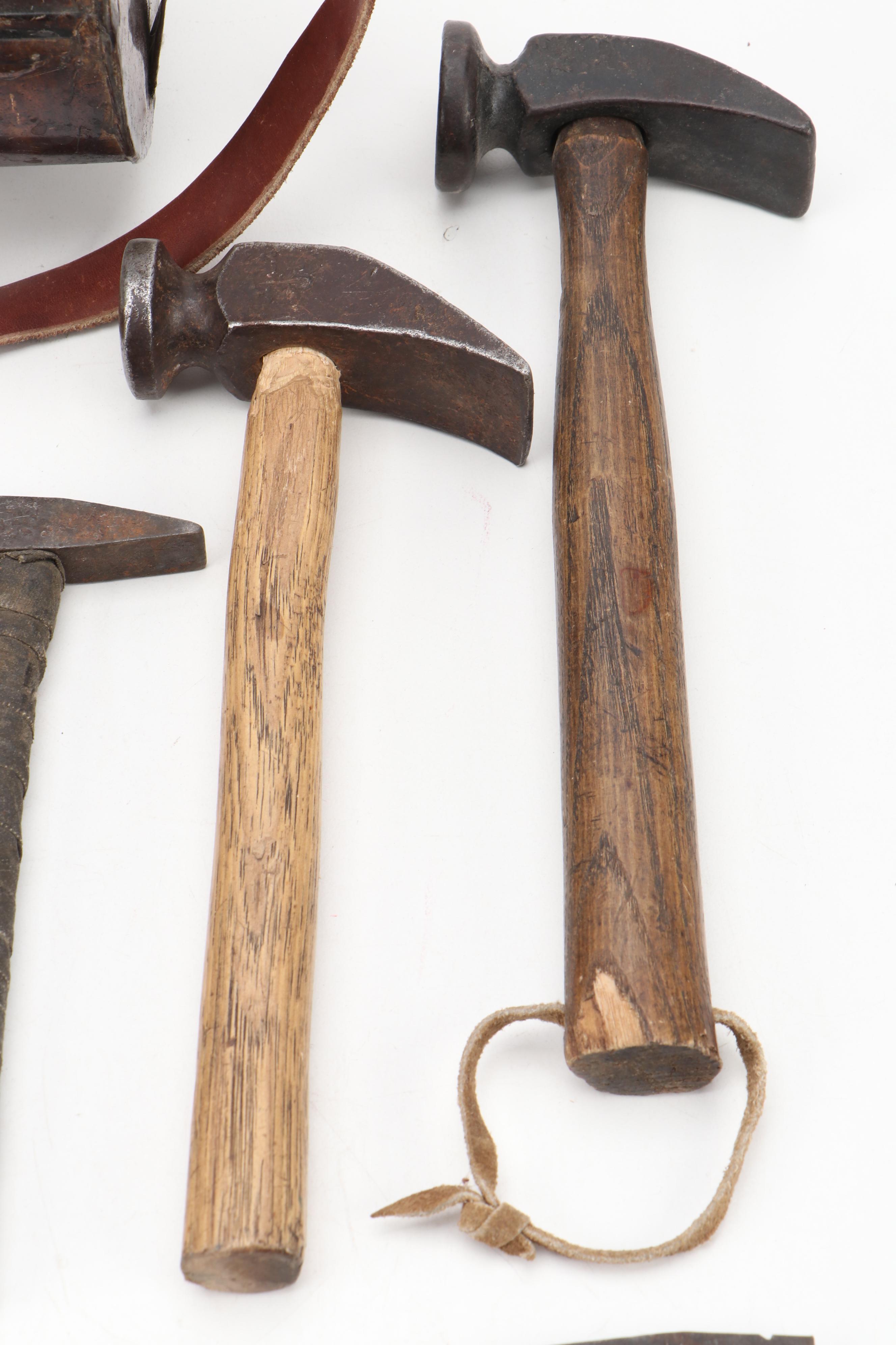 Cobblers Hand Tools, Hammers and Supplies With Case