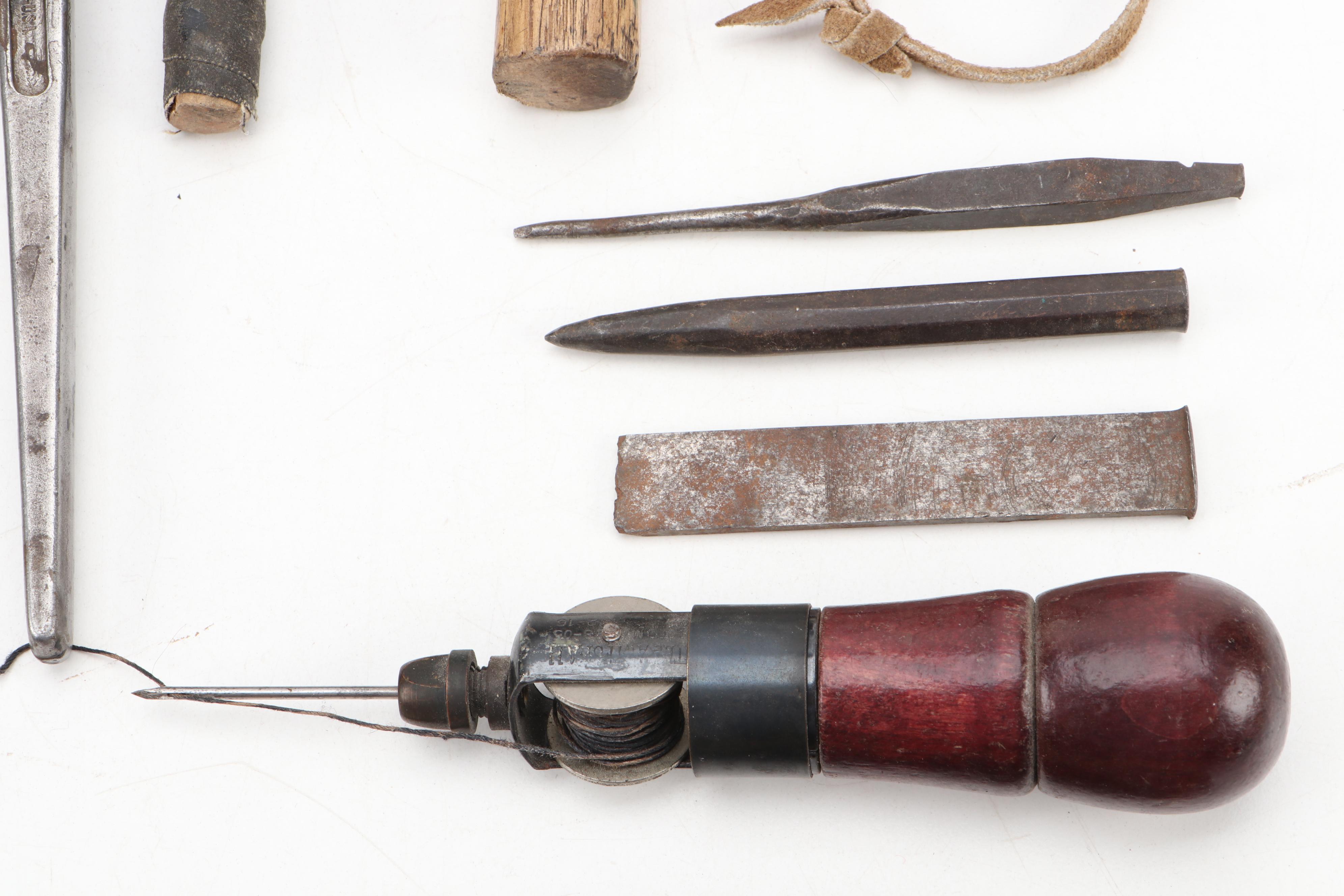 Cobblers Hand Tools, Hammers and Supplies With Case