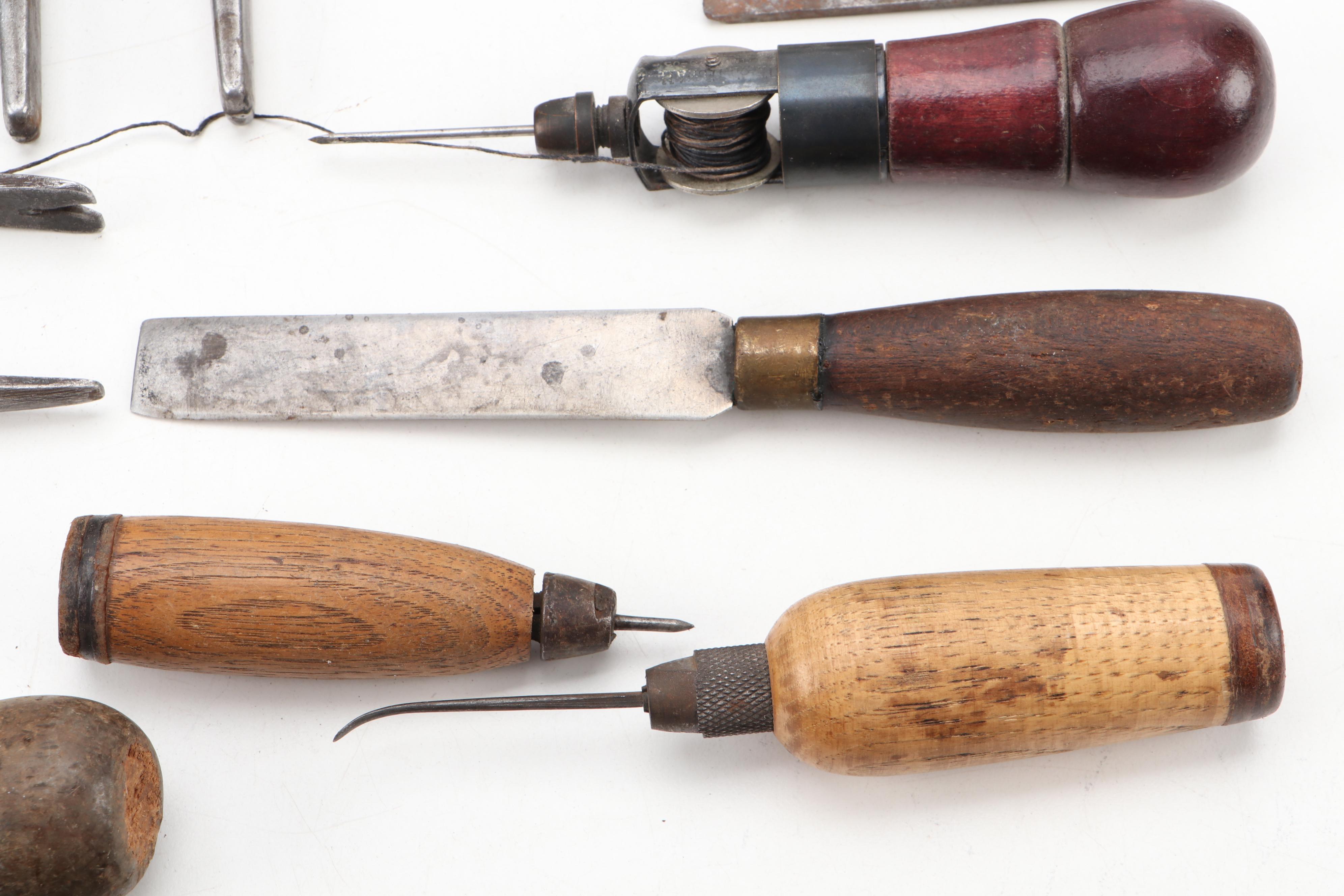 Cobblers Hand Tools, Hammers and Supplies With Case