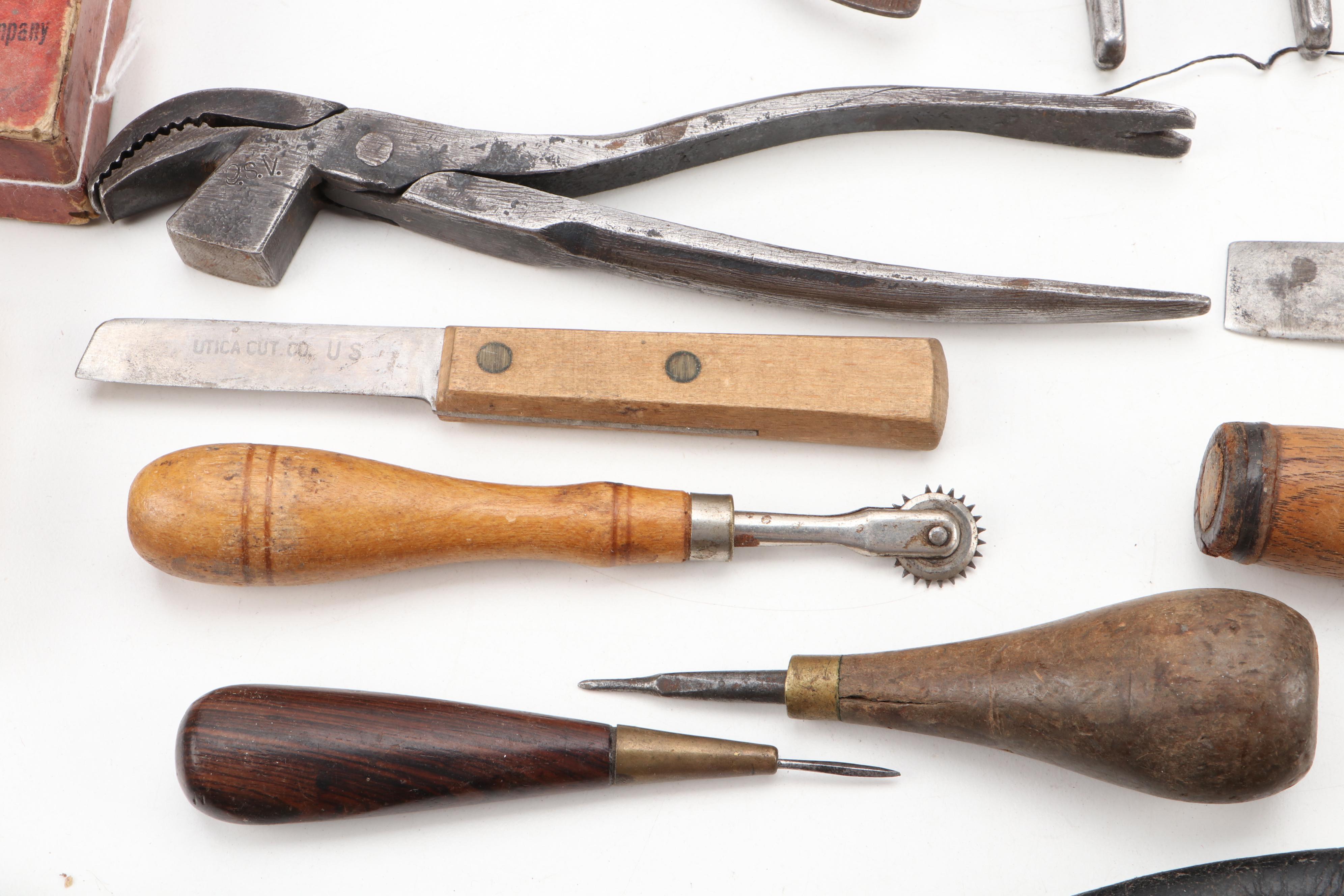 Cobblers Hand Tools, Hammers and Supplies With Case