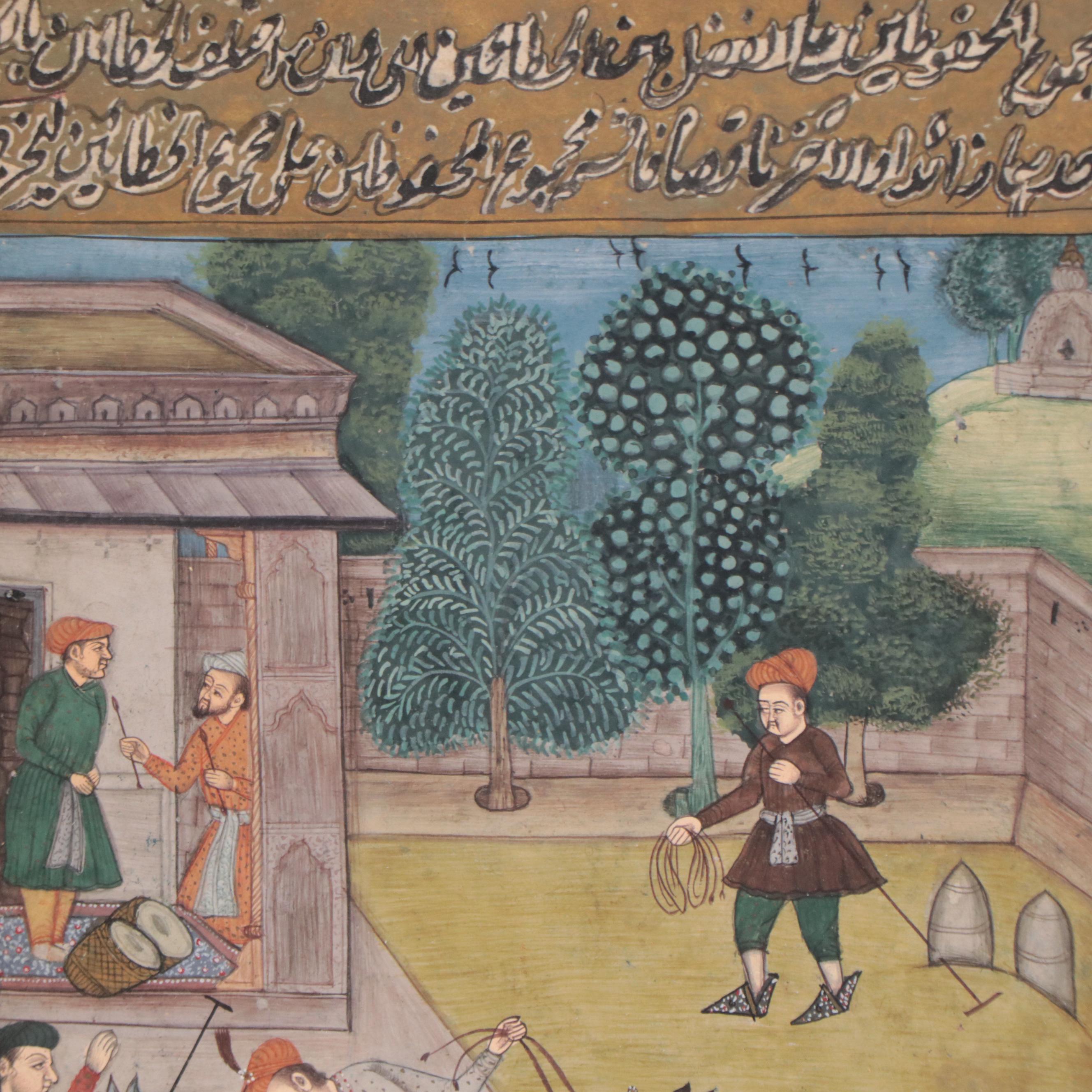 Rajput Gouache Painting of Polo Match