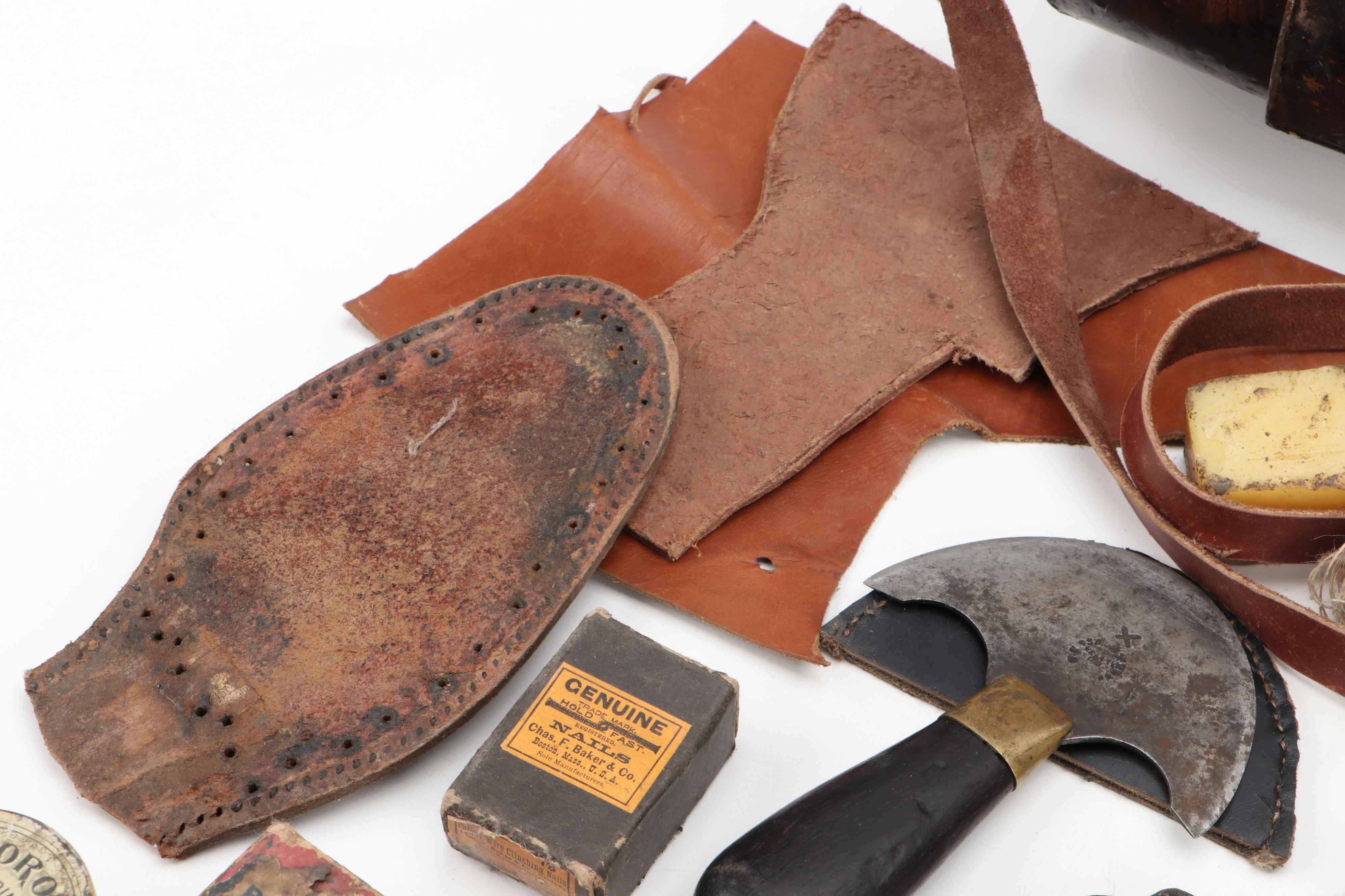 Cobblers Hand Tools, Hammers and Supplies With Case