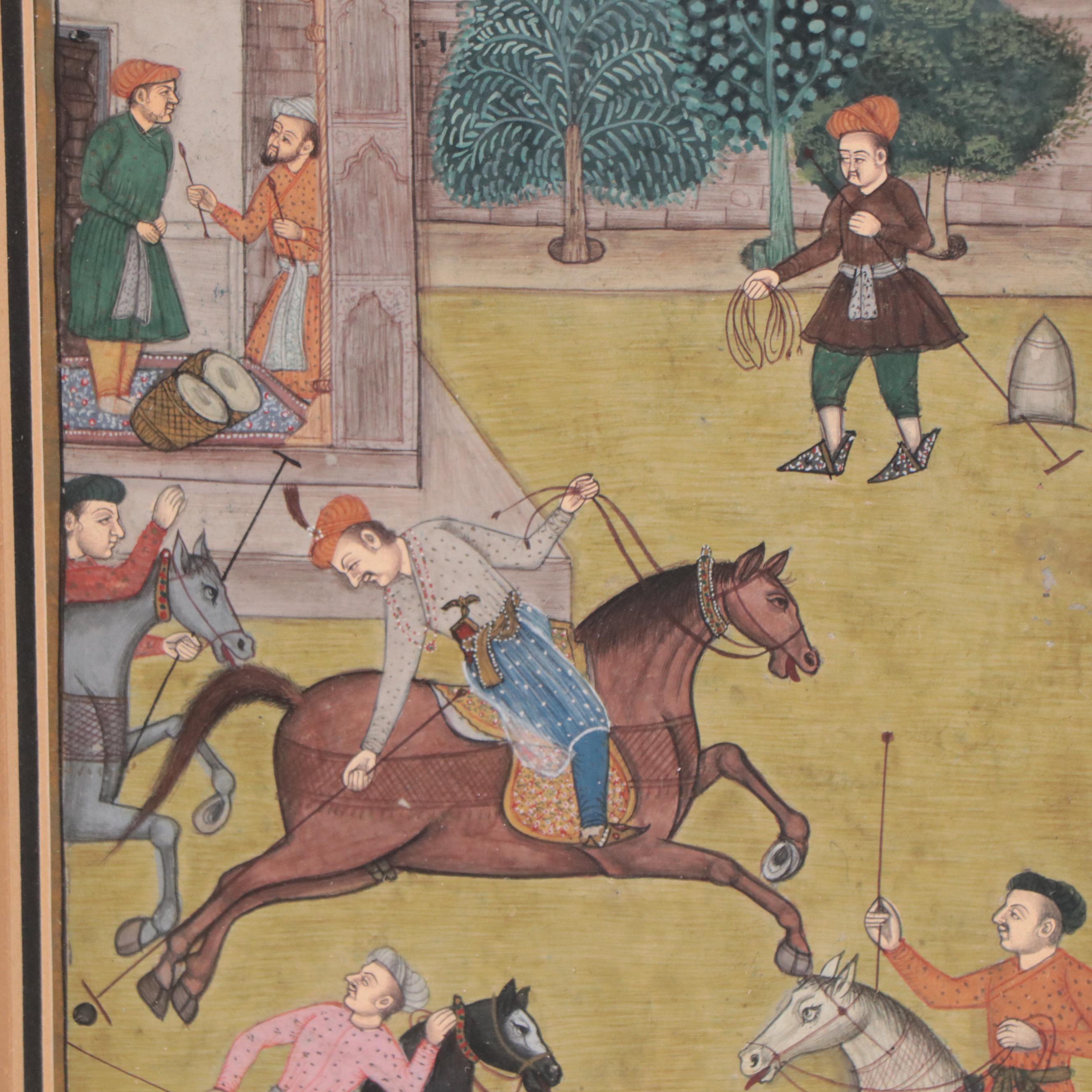 Rajput Gouache Painting of Polo Match