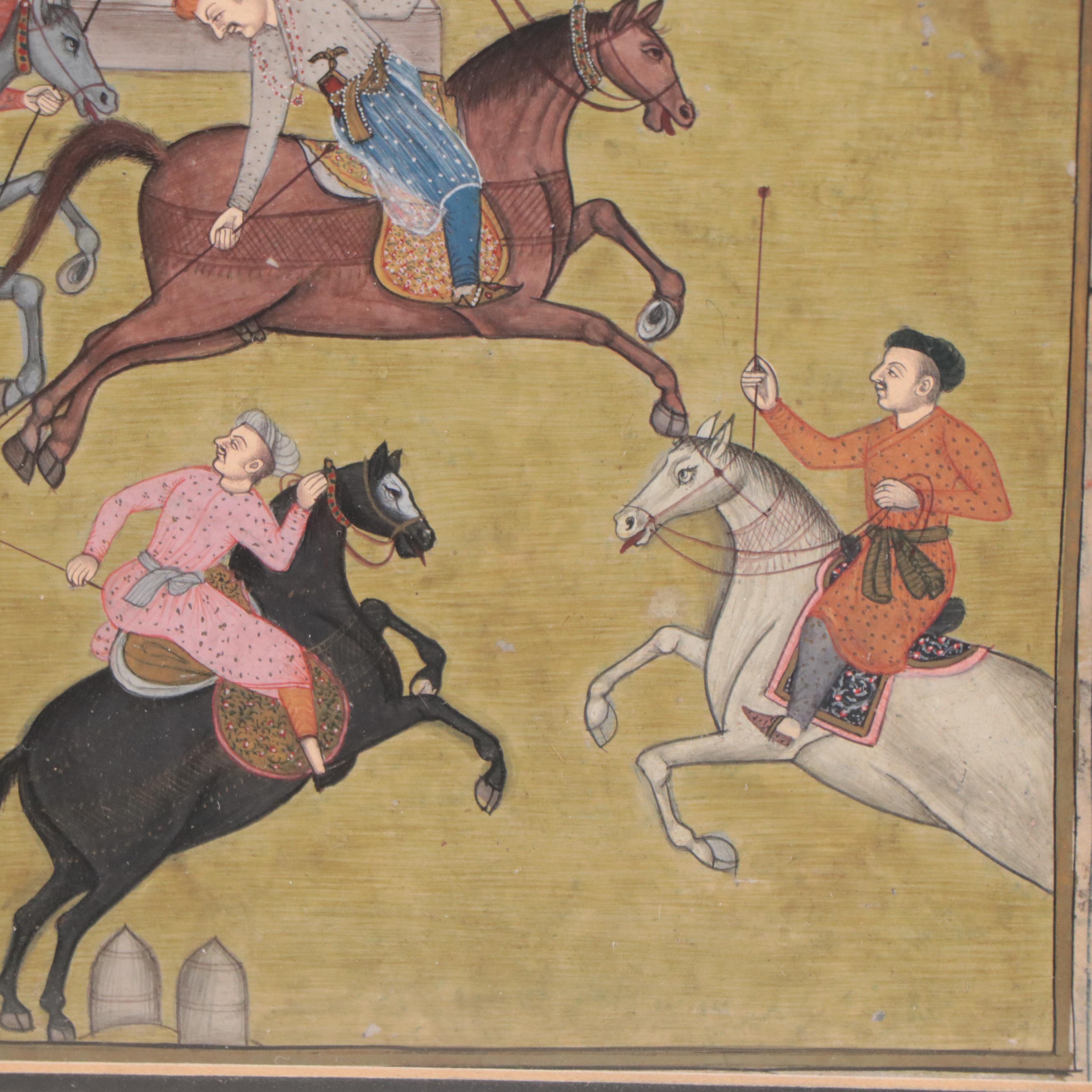 Rajput Gouache Painting of Polo Match