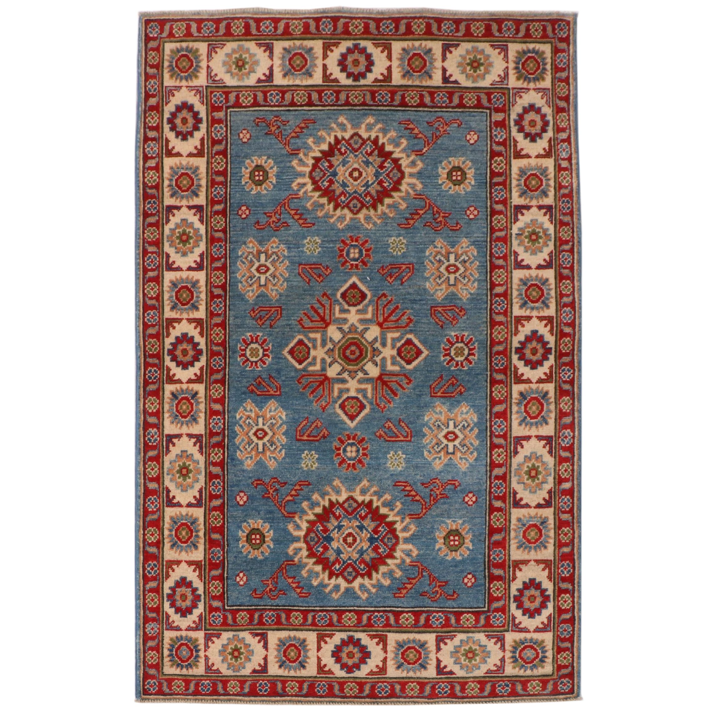 3'3 x 5' Hand-Knotted Pakistani Kazak Style Area Rug