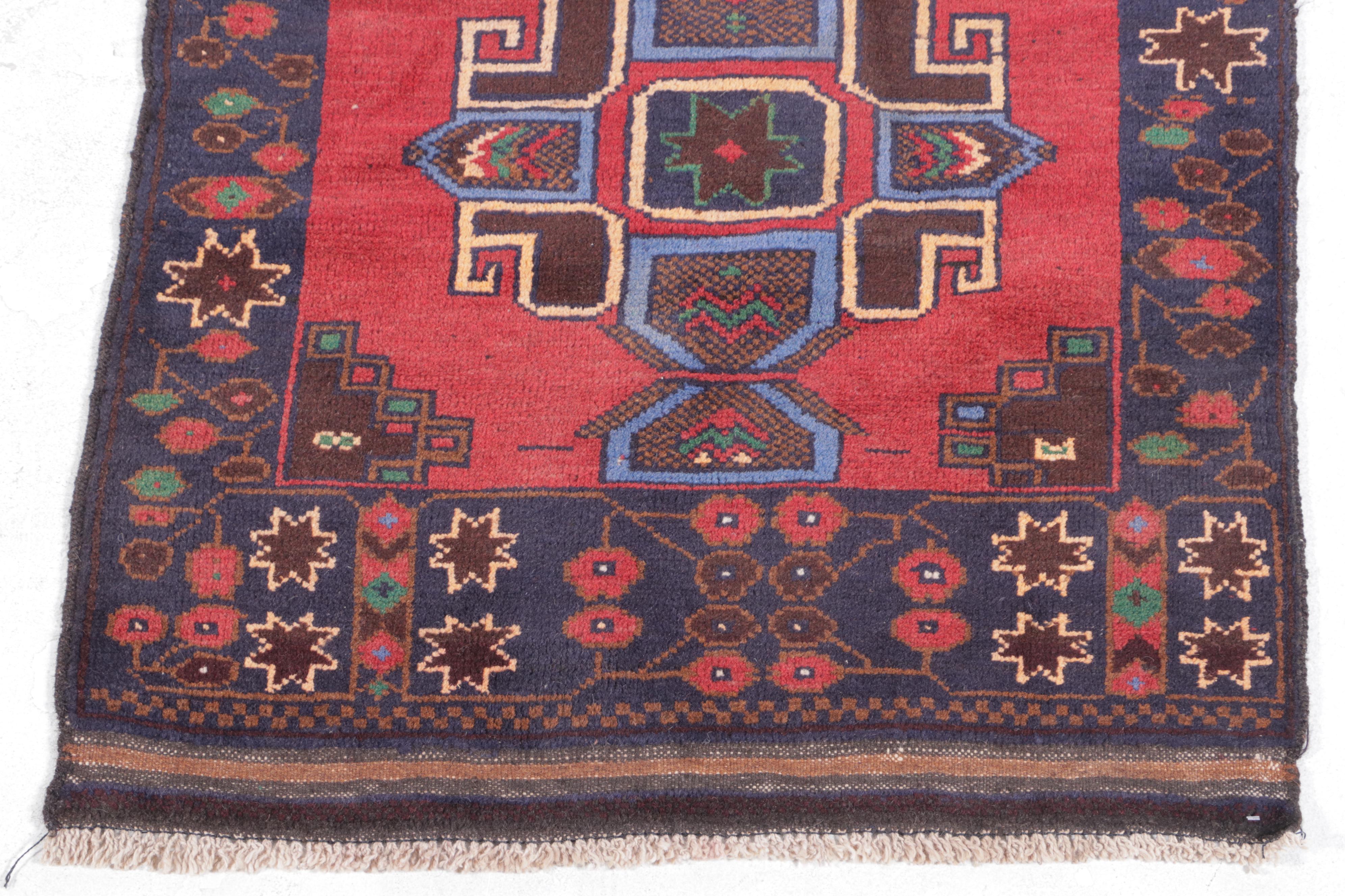 2'8 x 4'9 Hand-Knotted Afghan Baluch Accent Rug
