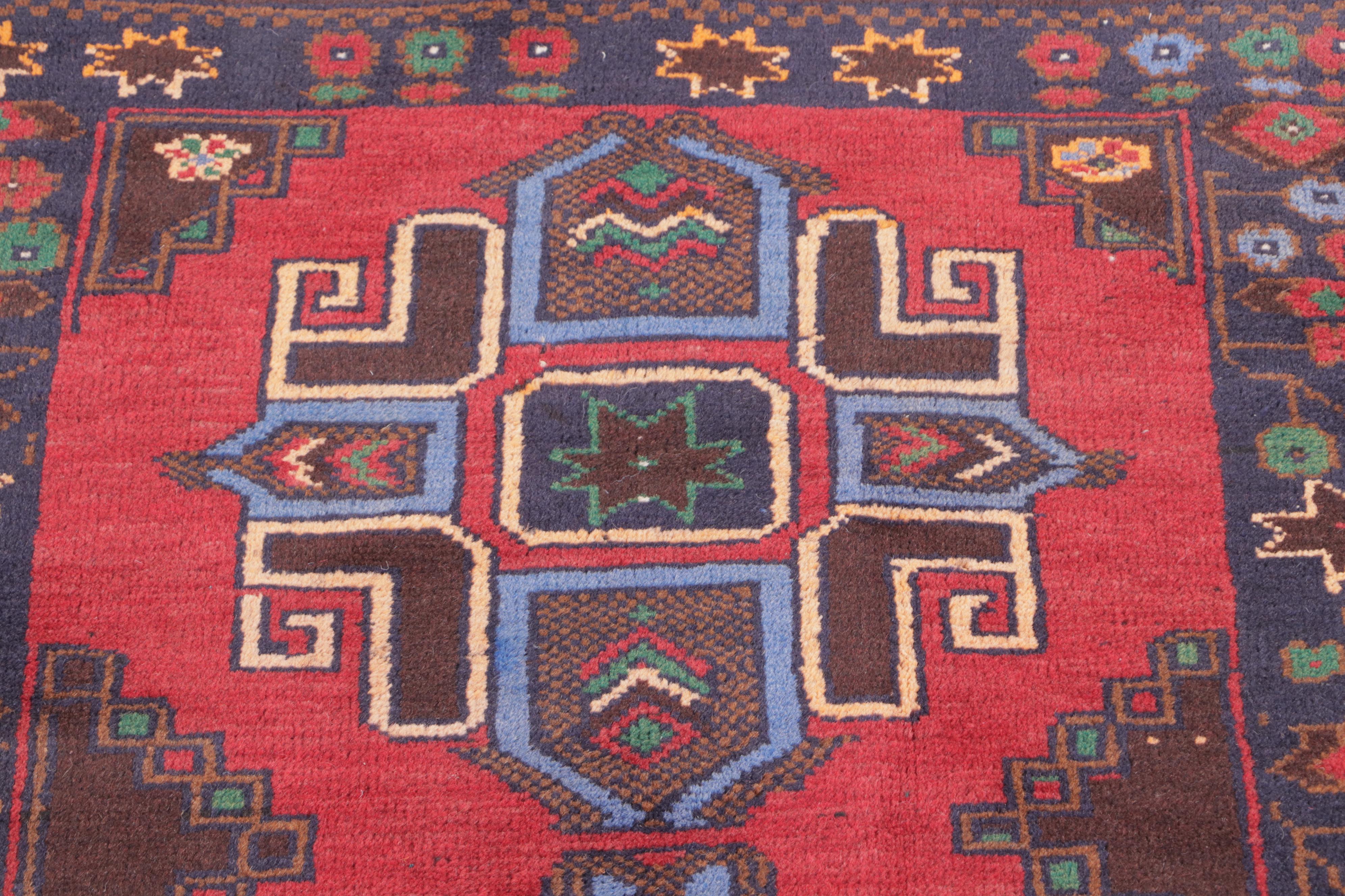 2'8 x 4'9 Hand-Knotted Afghan Baluch Accent Rug