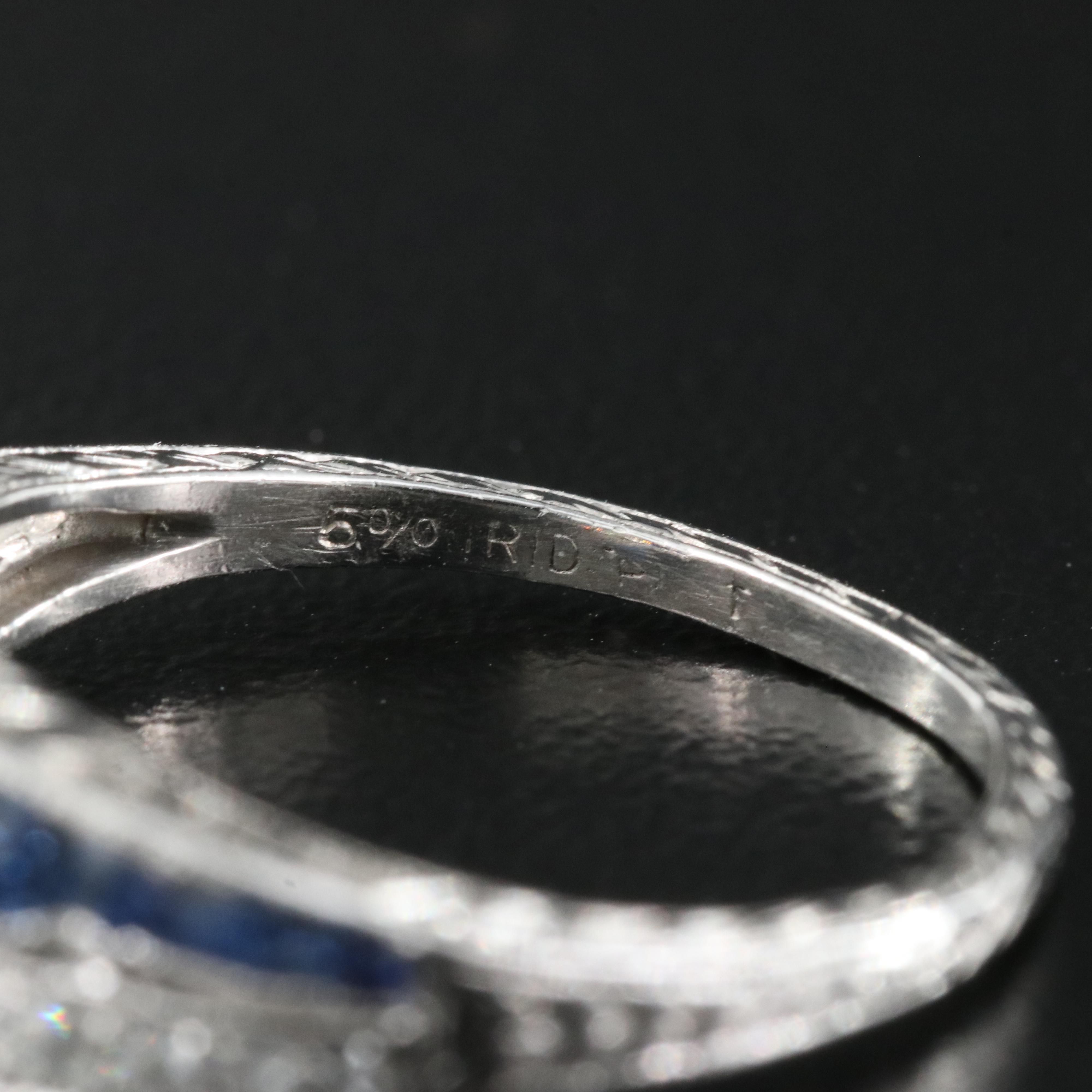 Art Deco Platinum Sapphire and Diamond Ring