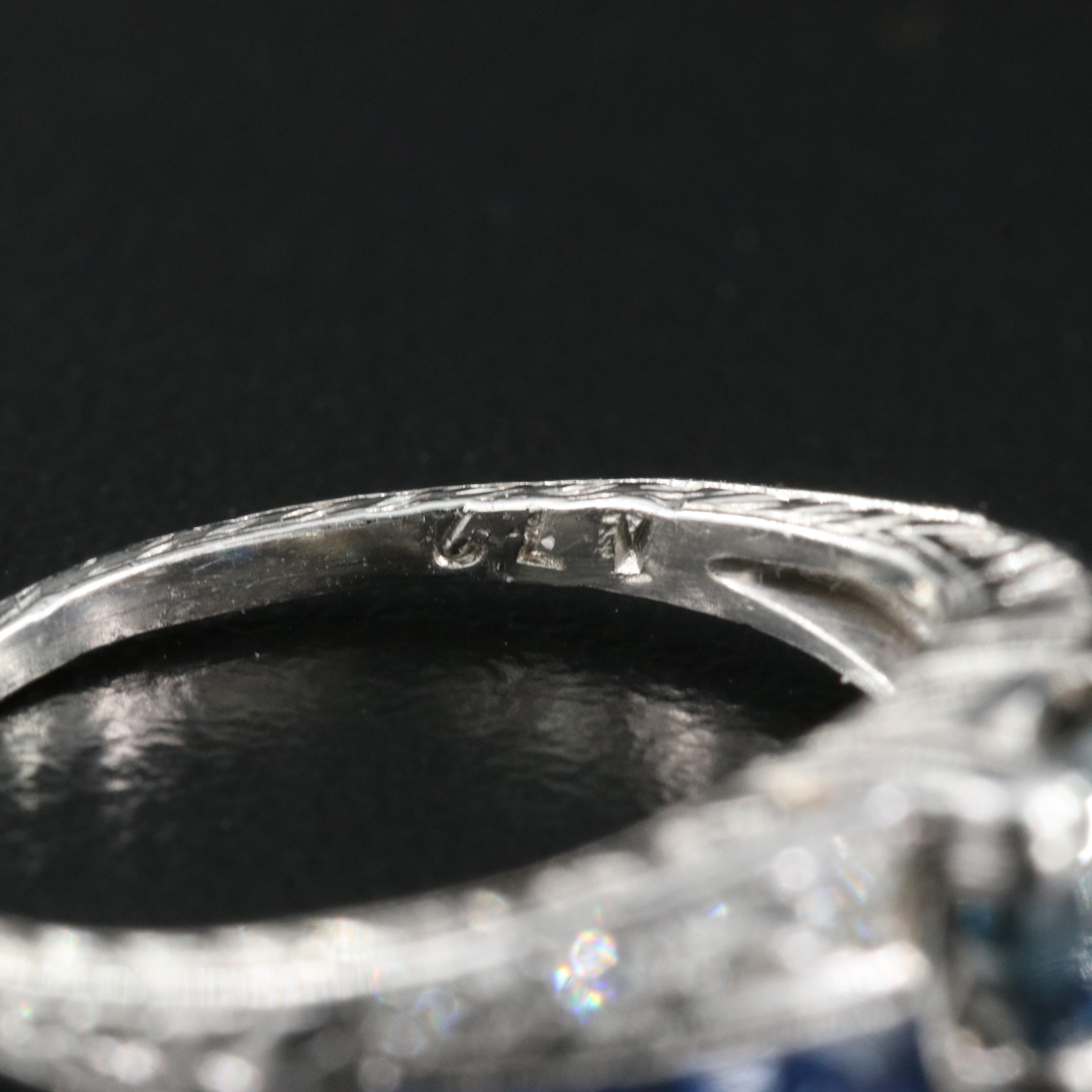 Art Deco Platinum Sapphire and Diamond Ring