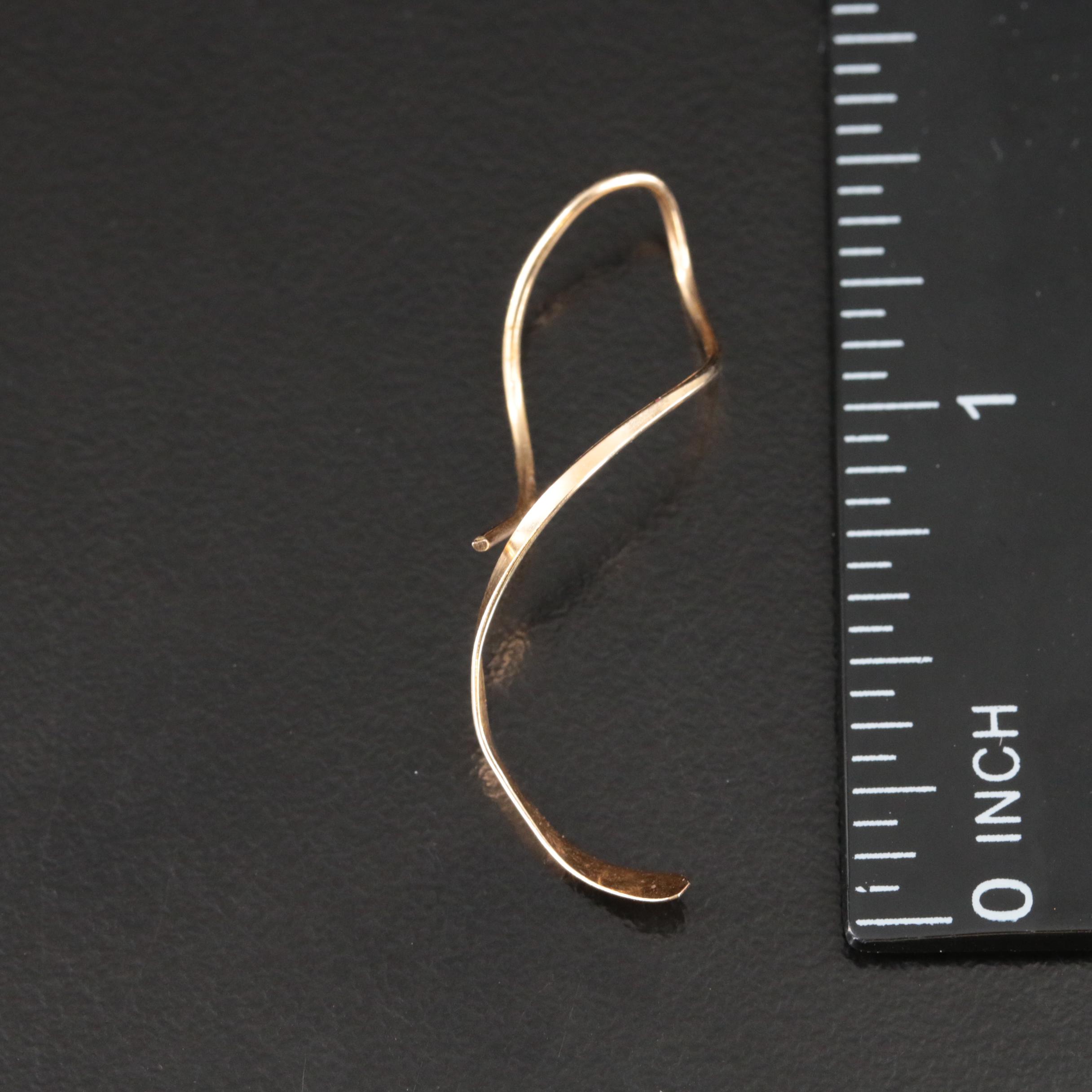 14K Earring Cuff and 10K Single Hammered Spiral Wire Earring
