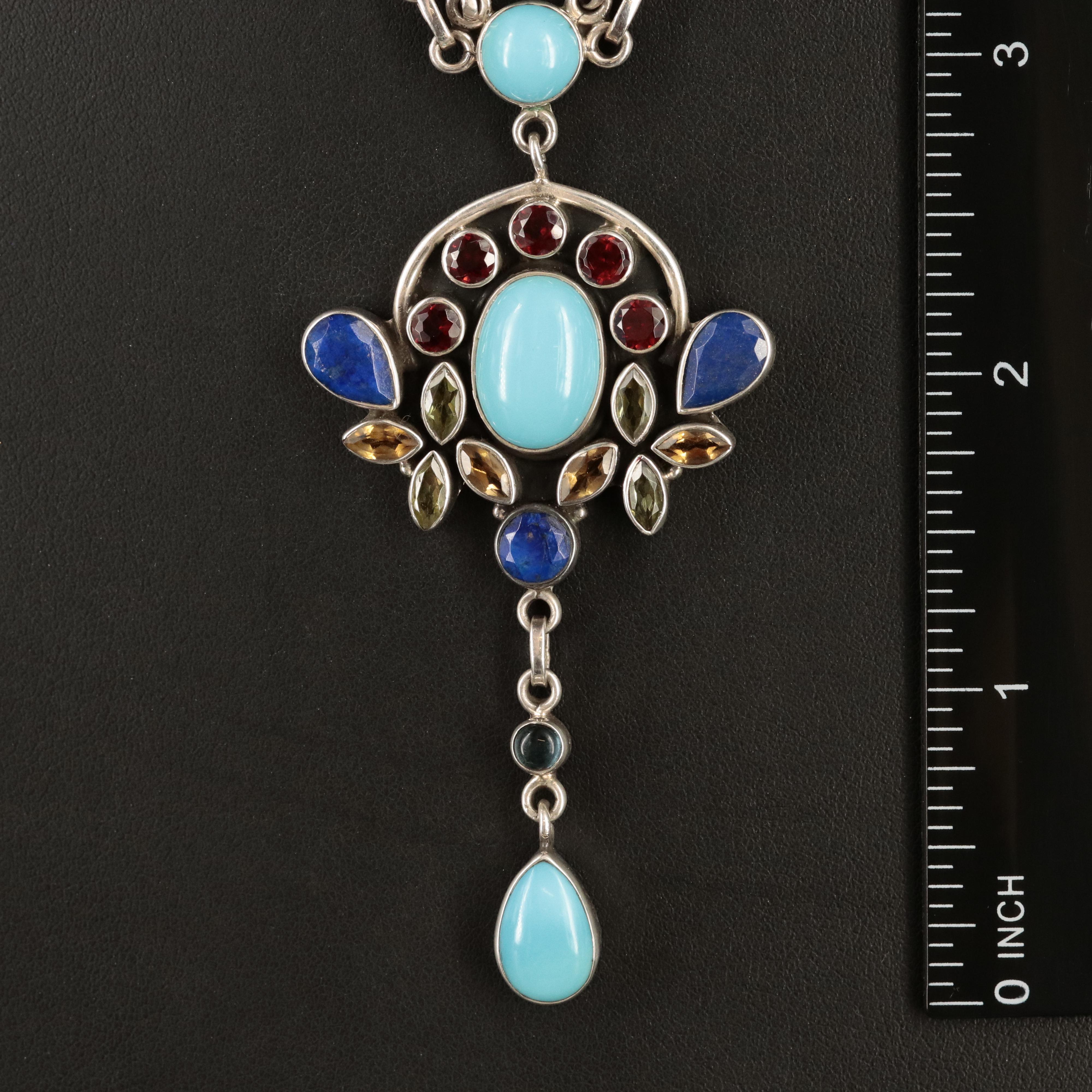 Nicky Butler Sterling Necklace Including Amethyst, Citrine and Lapis Lazuli