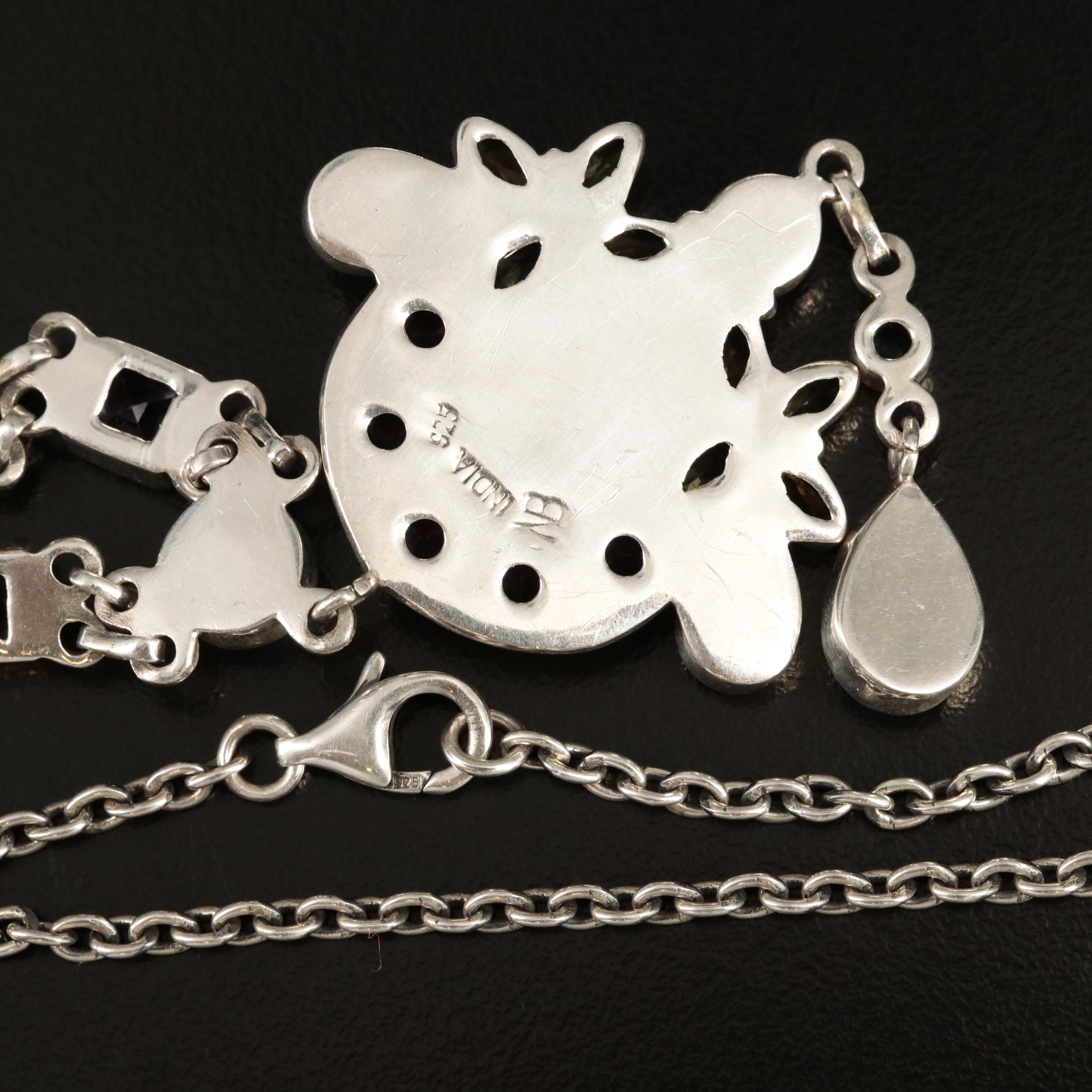 Nicky Butler Sterling Necklace Including Amethyst, Citrine and Lapis Lazuli