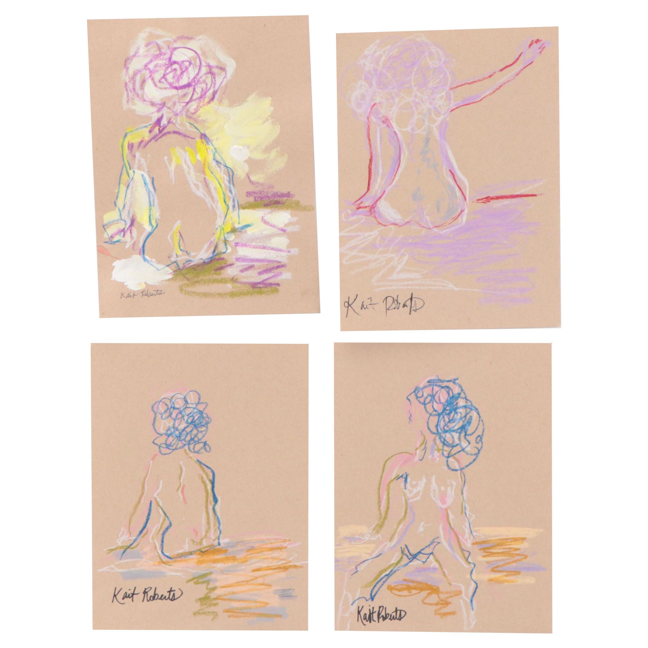 Kait Roberts Figural Pastel Drawings, 21st Century