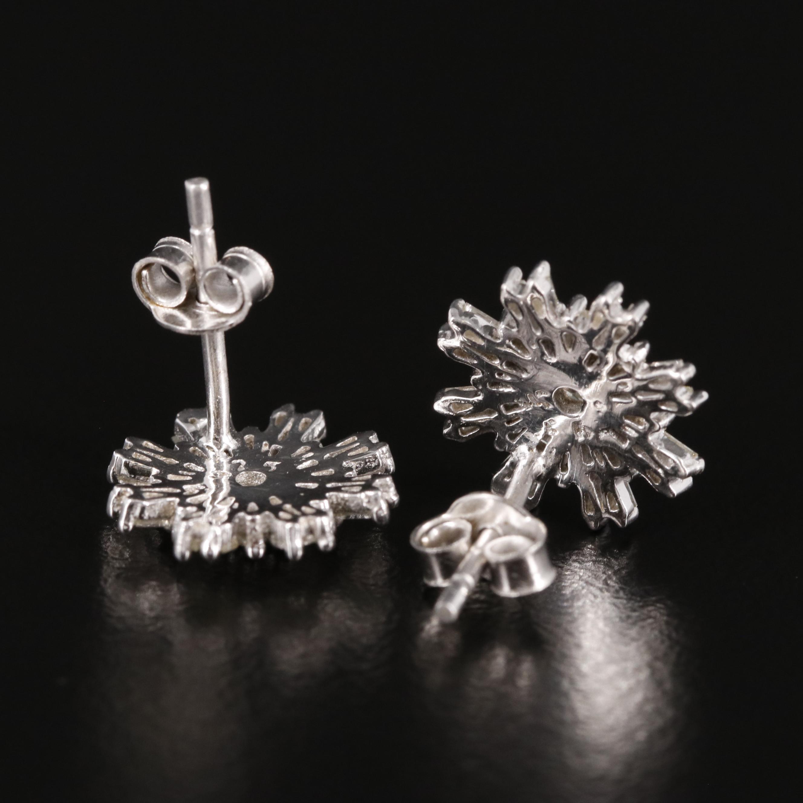 Sterling Diamond Button Earrings