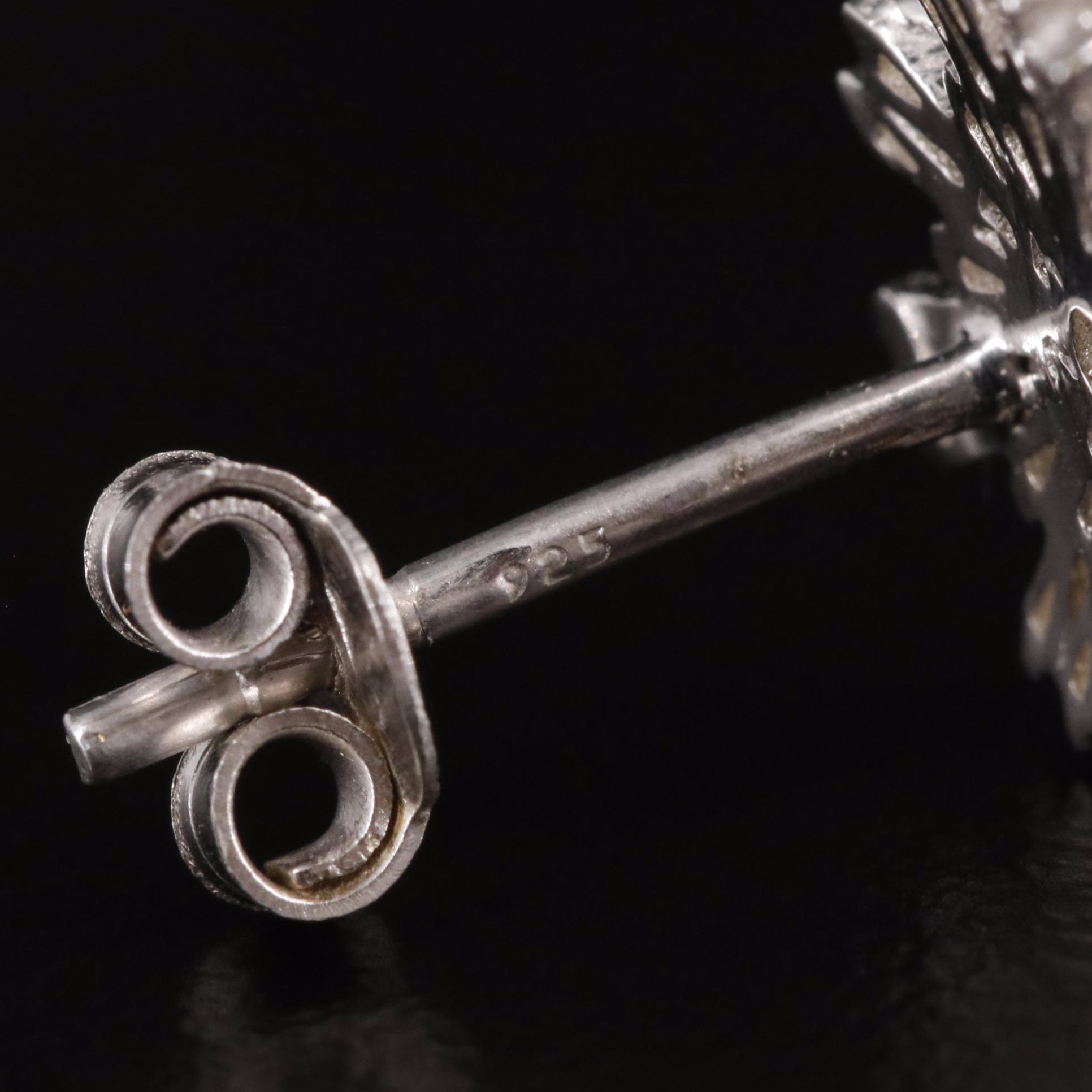 Sterling Diamond Button Earrings