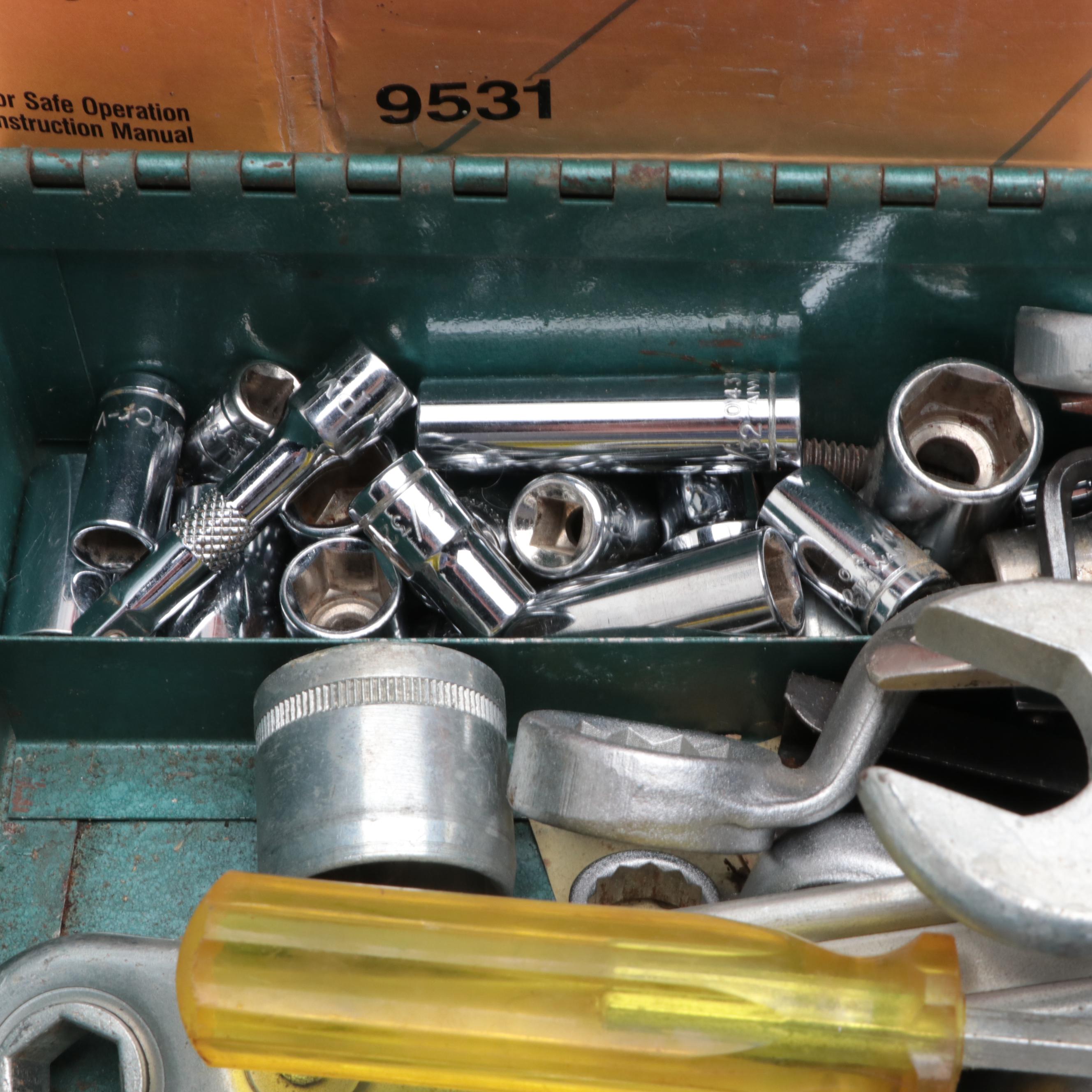 Black + Decker Orbital Sander With Socket Wrenches, Drill Bits, and More Tools