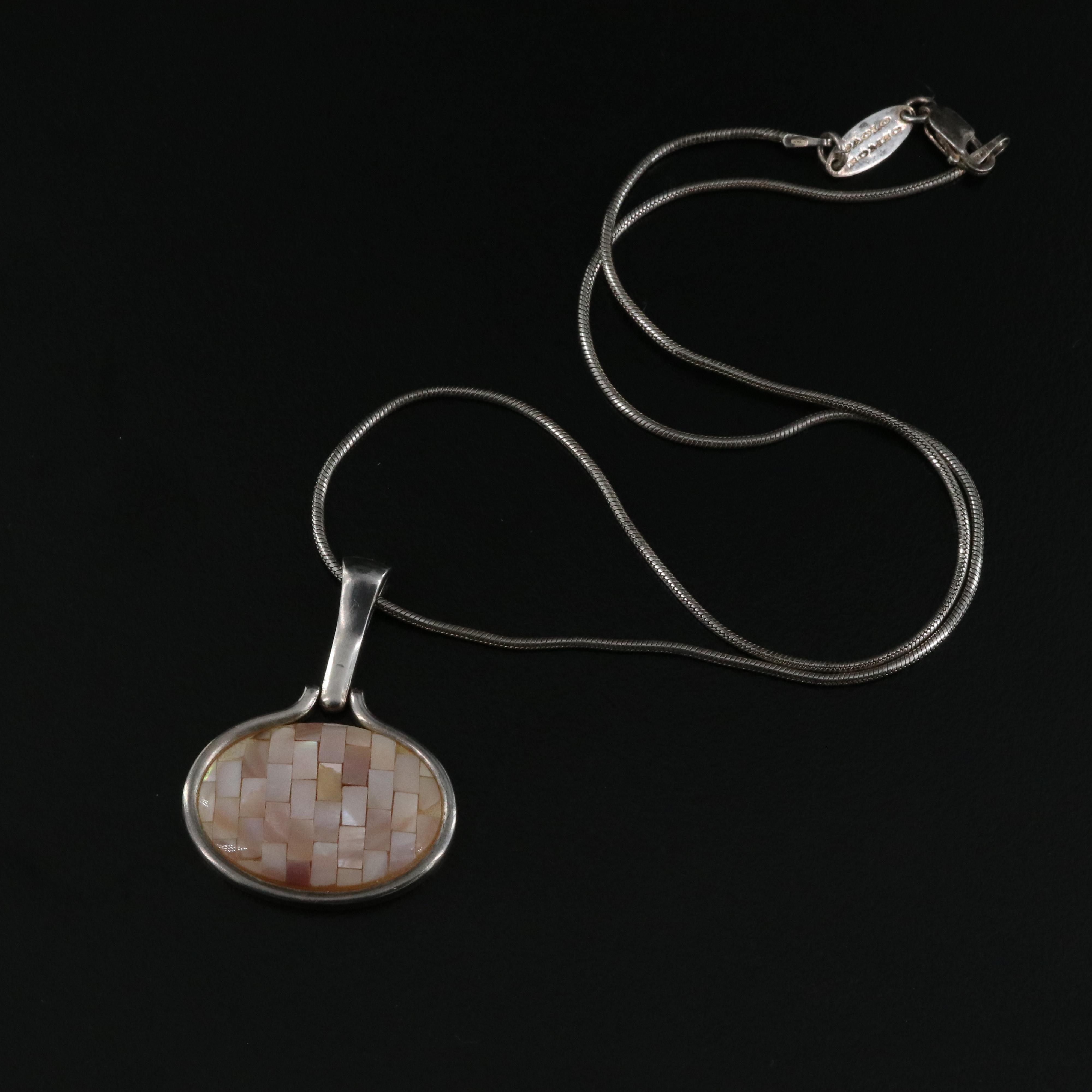Sterling Necklaces and Bracelet Including Citrine and Mother-of-Pearl
