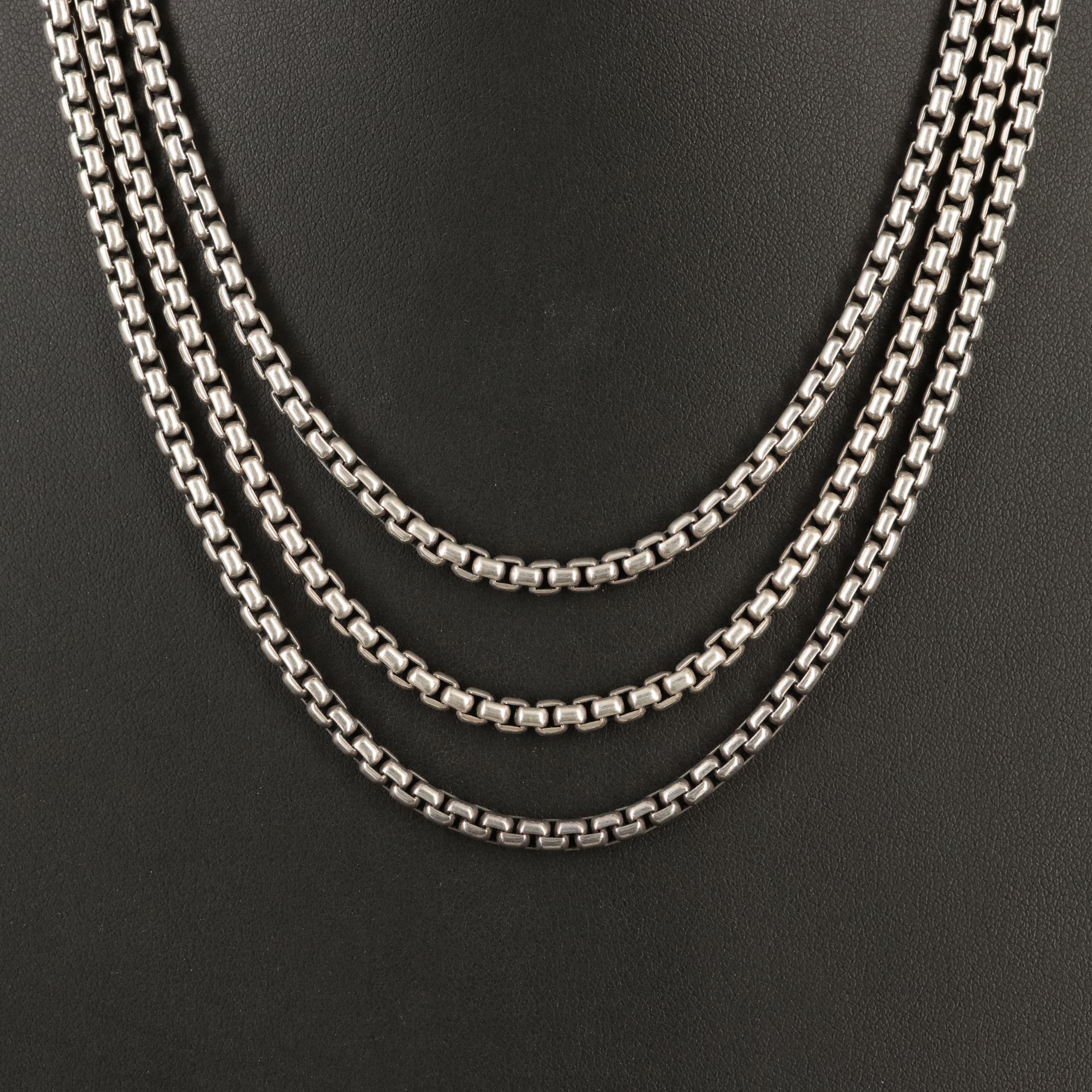 David Yurman Sterling Triple Strand Box Necklace