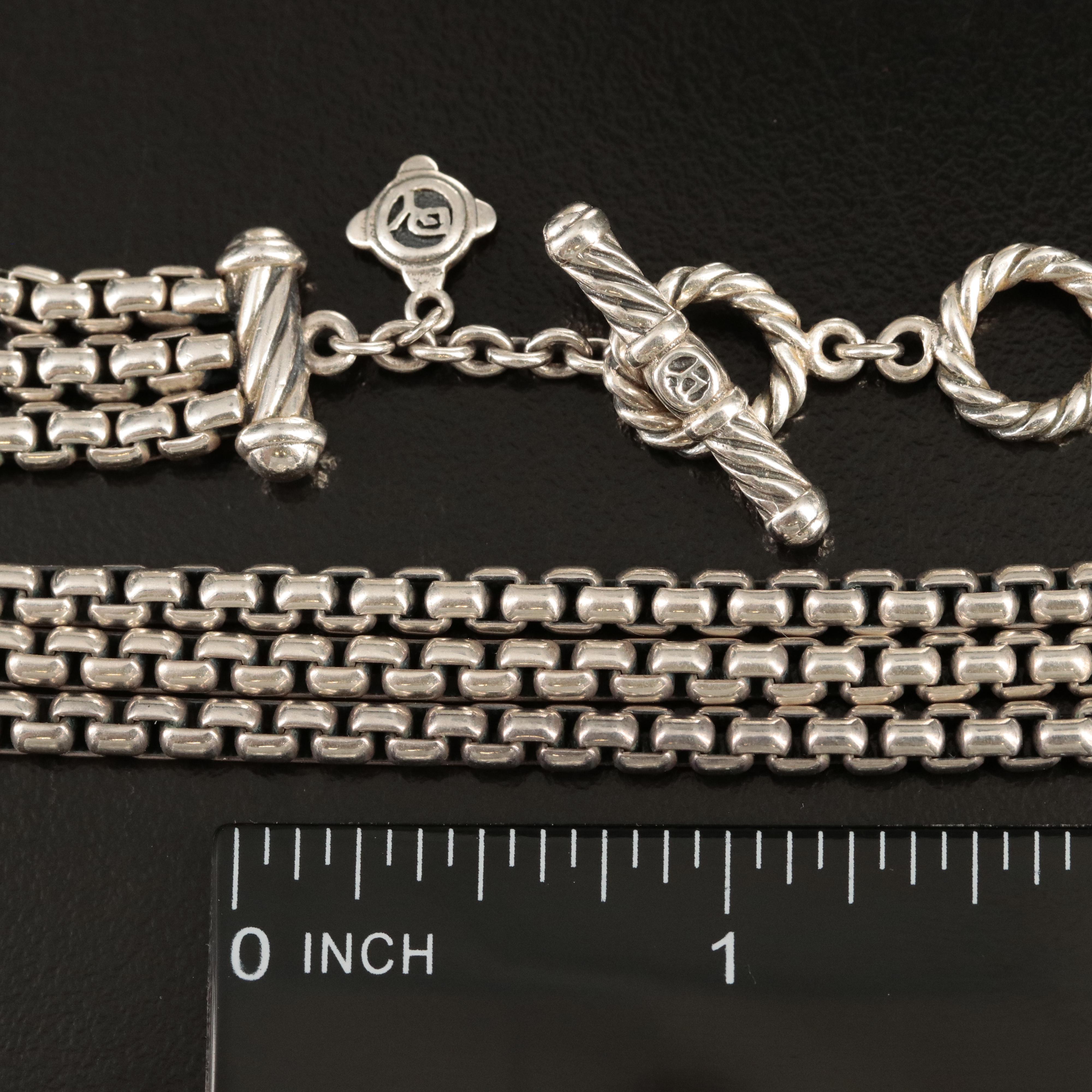 David Yurman Sterling Triple Strand Box Necklace