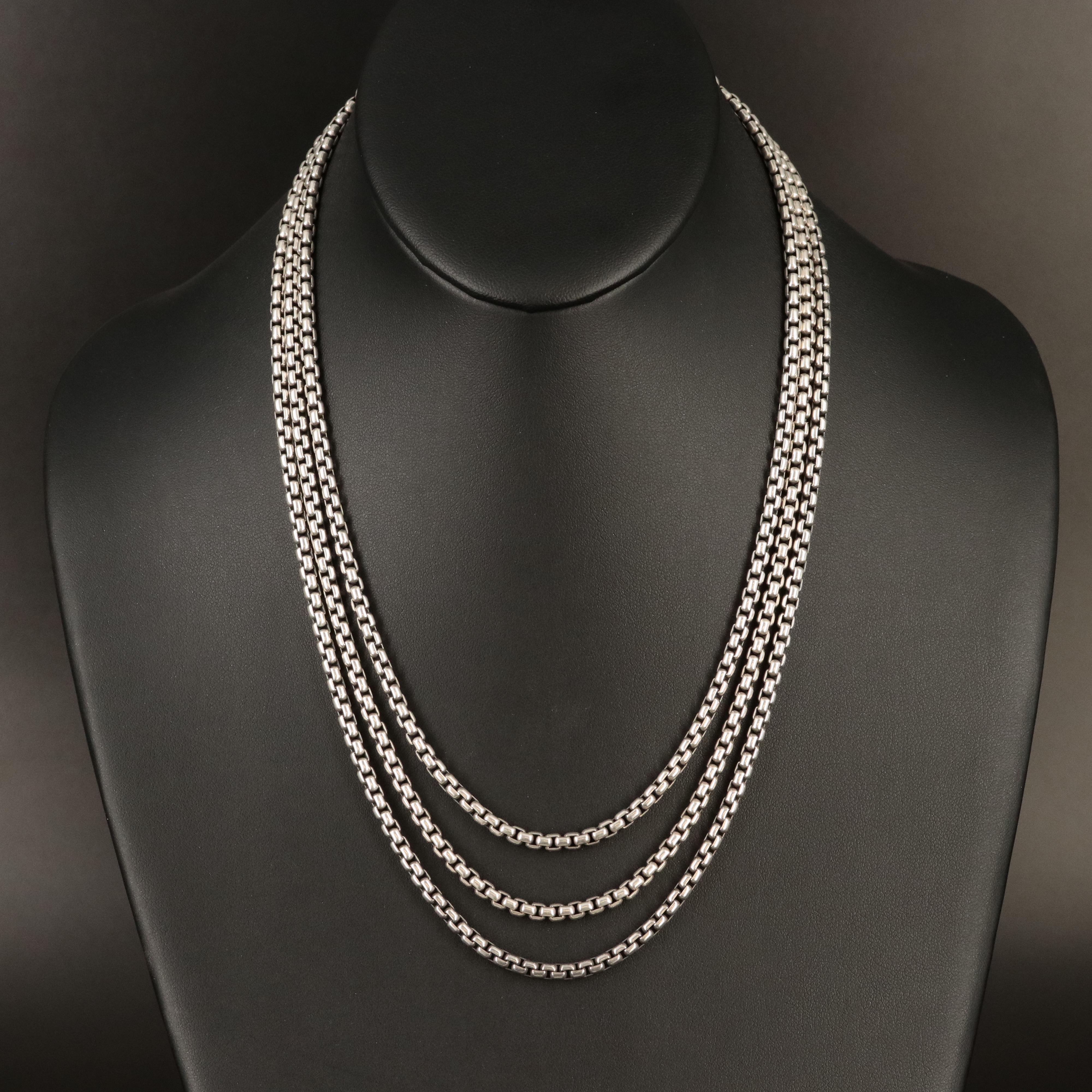 David Yurman Sterling Triple Strand Box Necklace