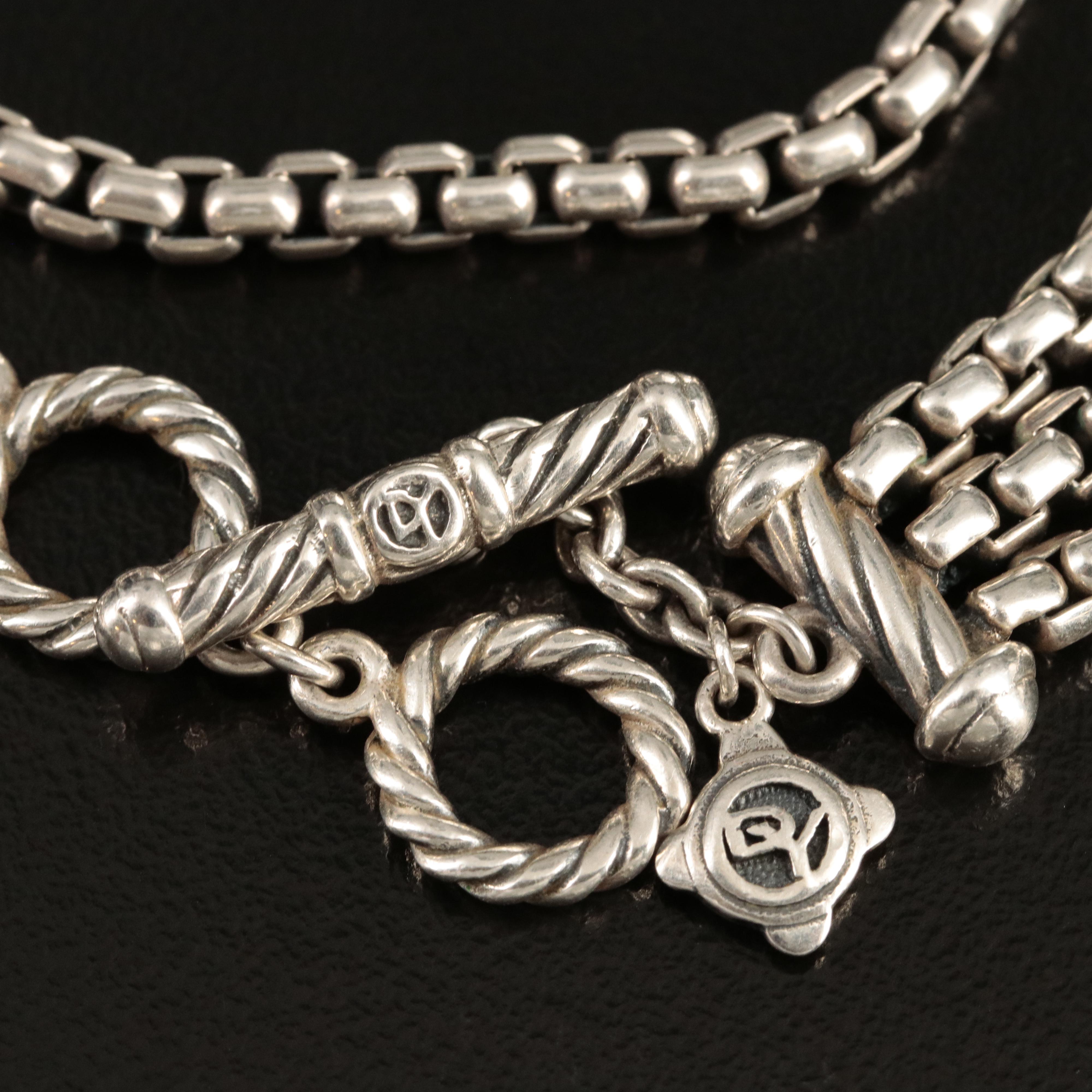 David Yurman Sterling Triple Strand Box Necklace