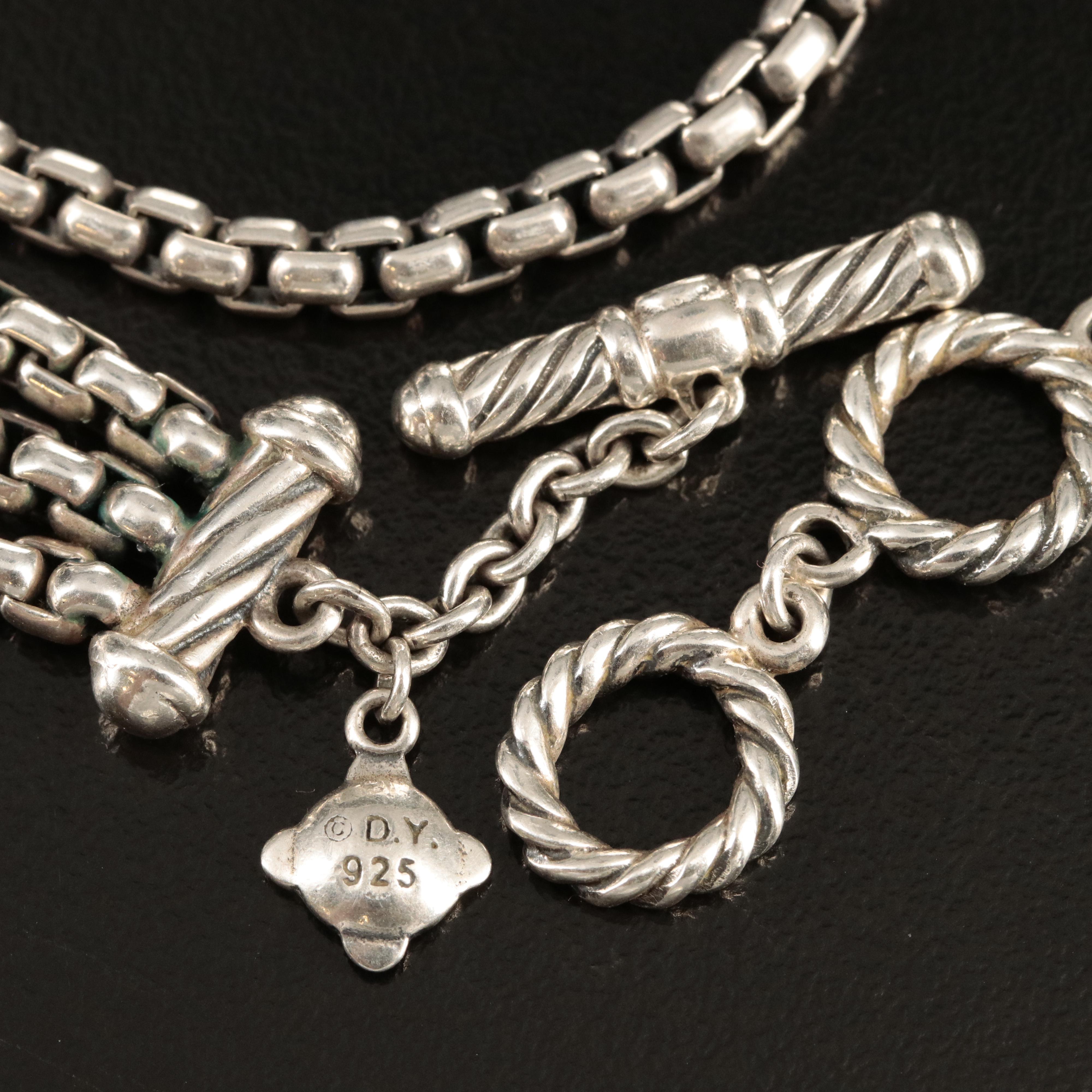 David Yurman Sterling Triple Strand Box Necklace