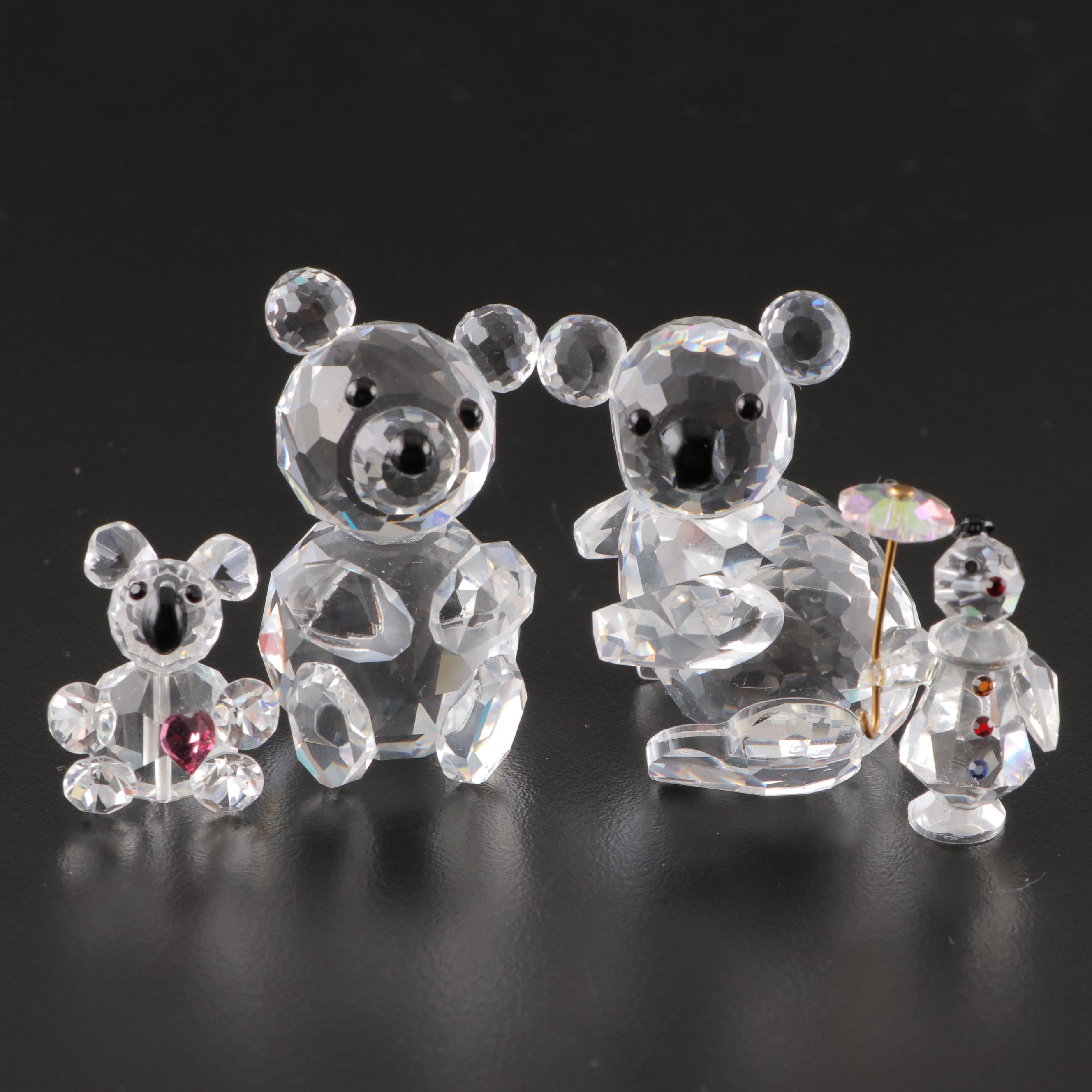 Swarovski and Iris Arc Crystal Bear and Clown Figurines