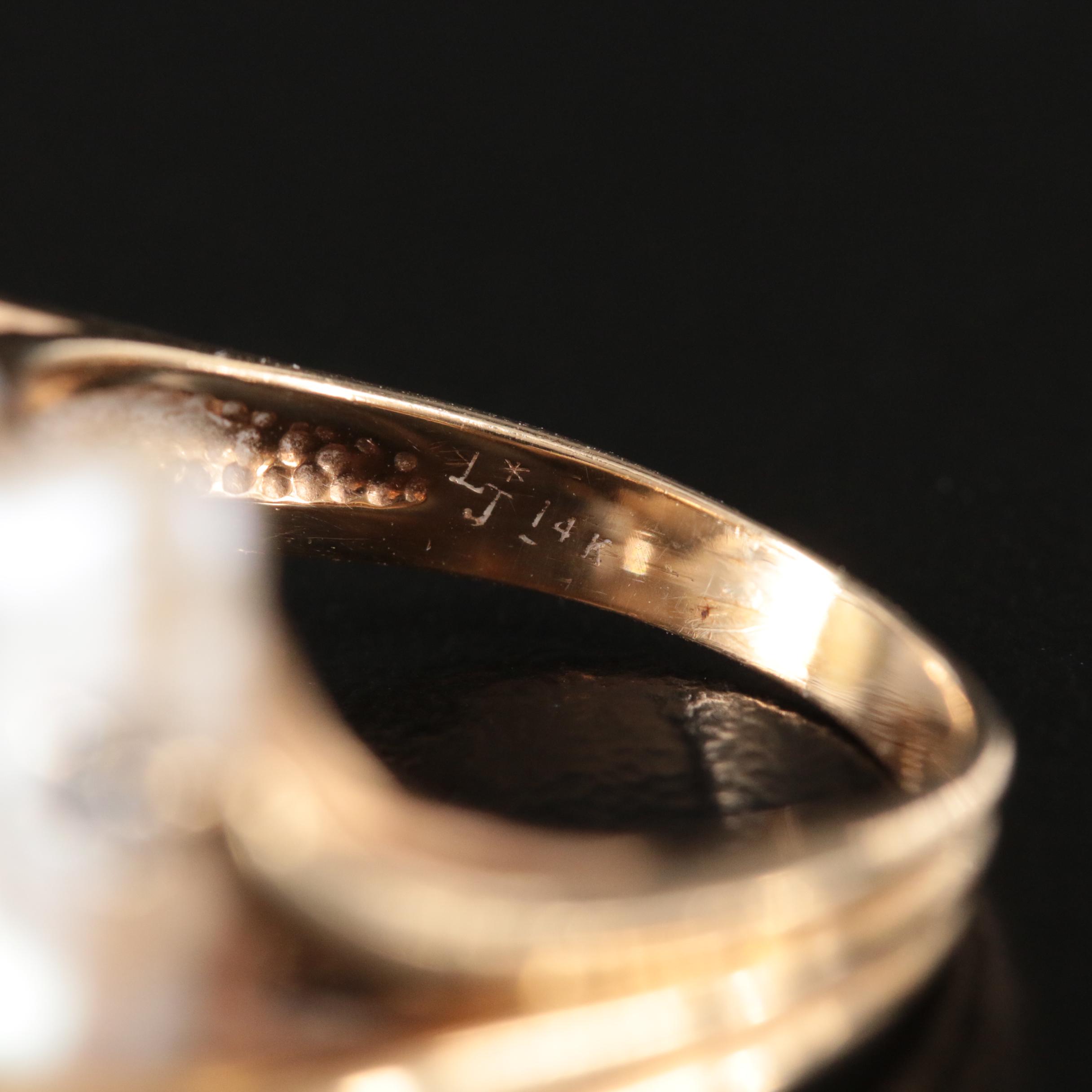 14K Pearl and Diamond Ring