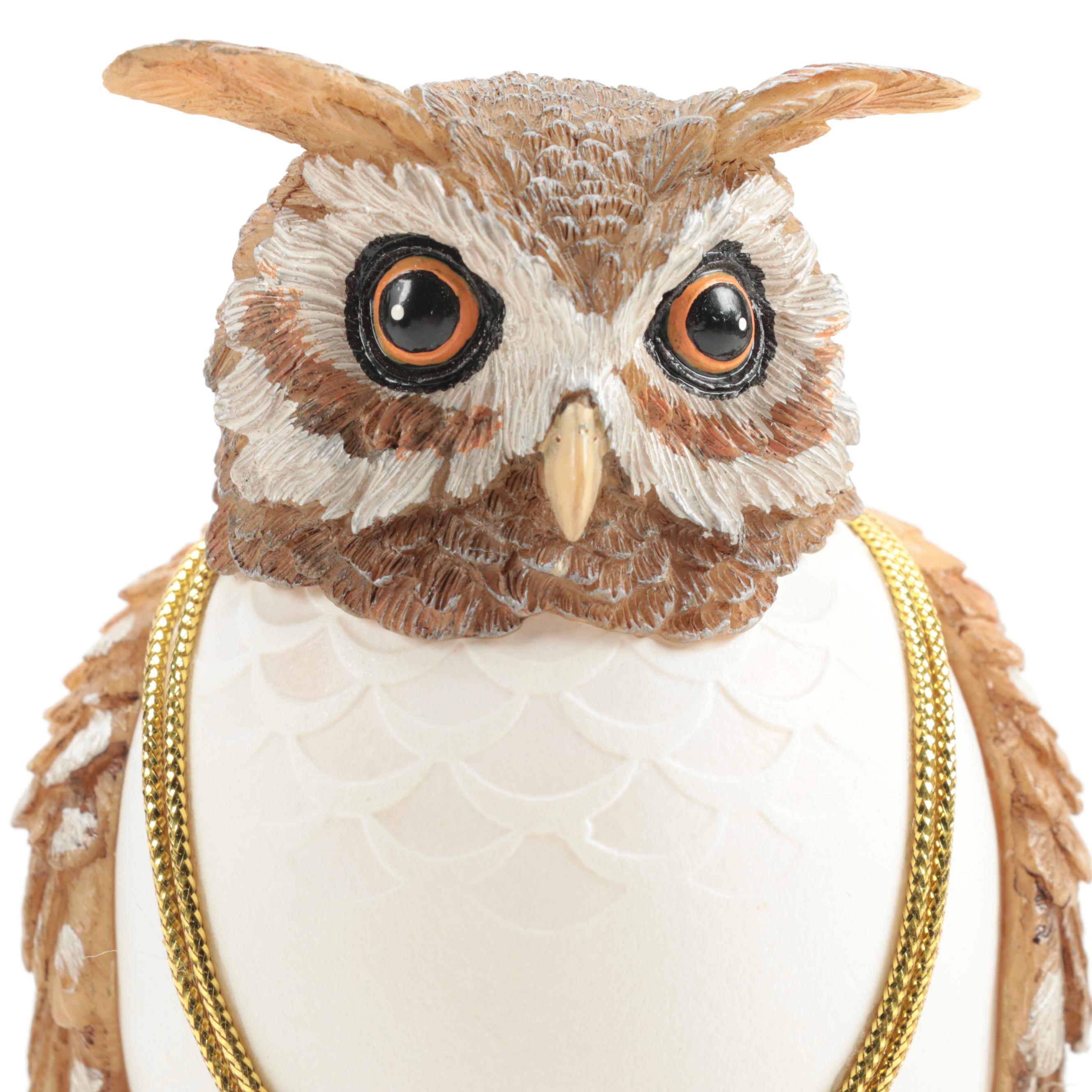 Jere Owl Egg and Cameo Egg Enameled Trinket Boxes