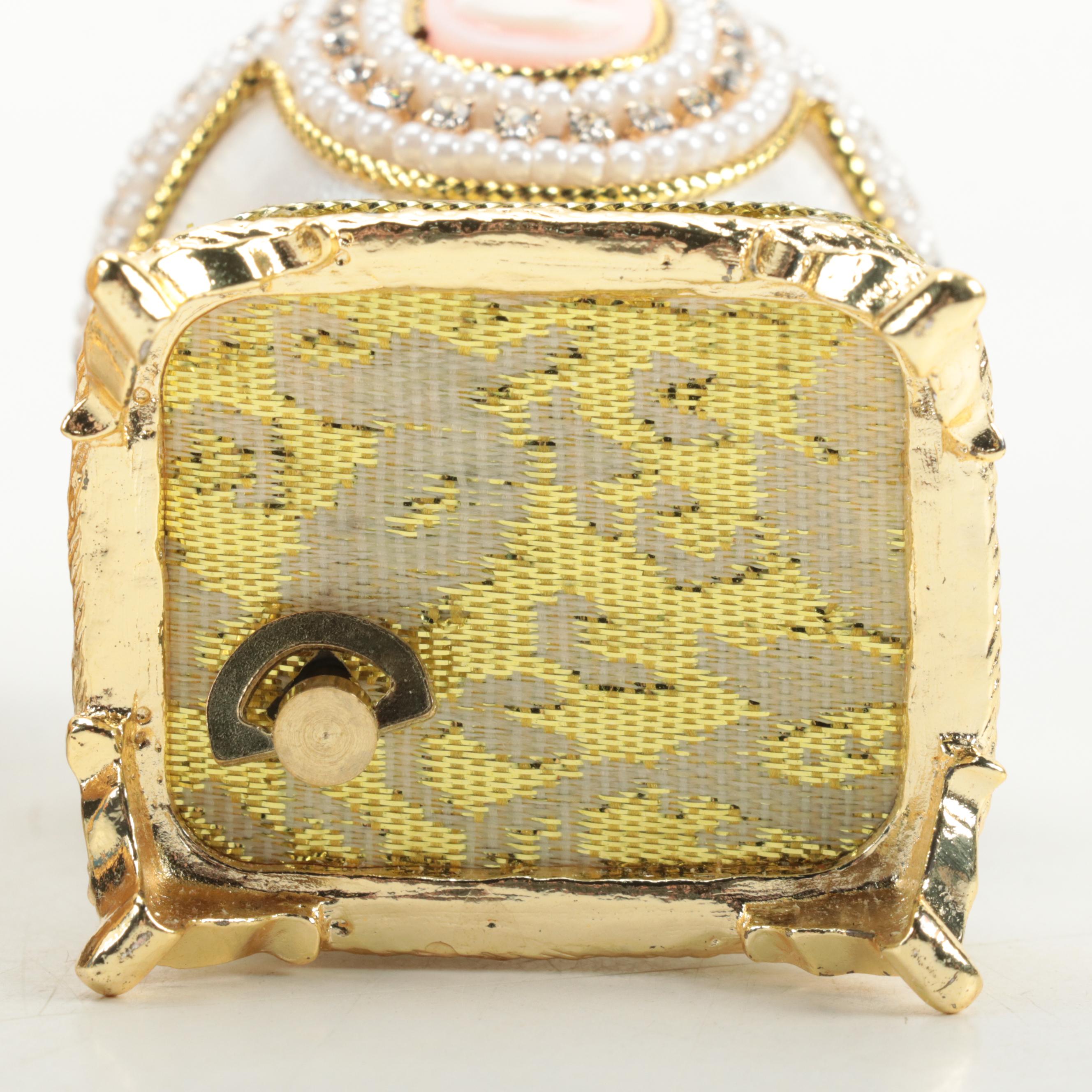 Jere Owl Egg and Cameo Egg Enameled Trinket Boxes