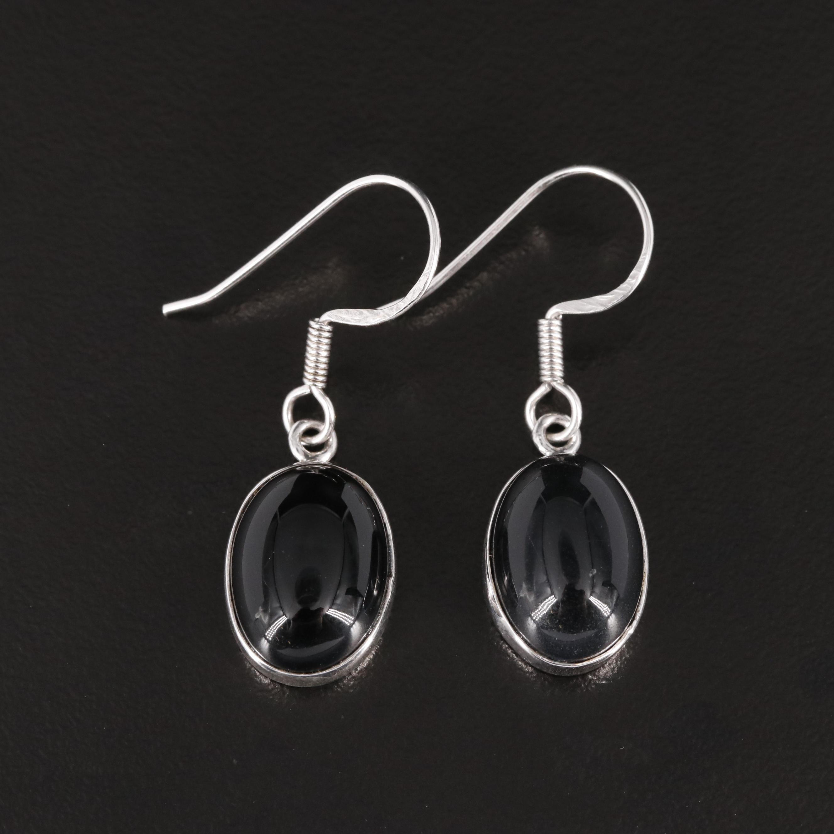 Sterling Black Onyx Dangle Earrings