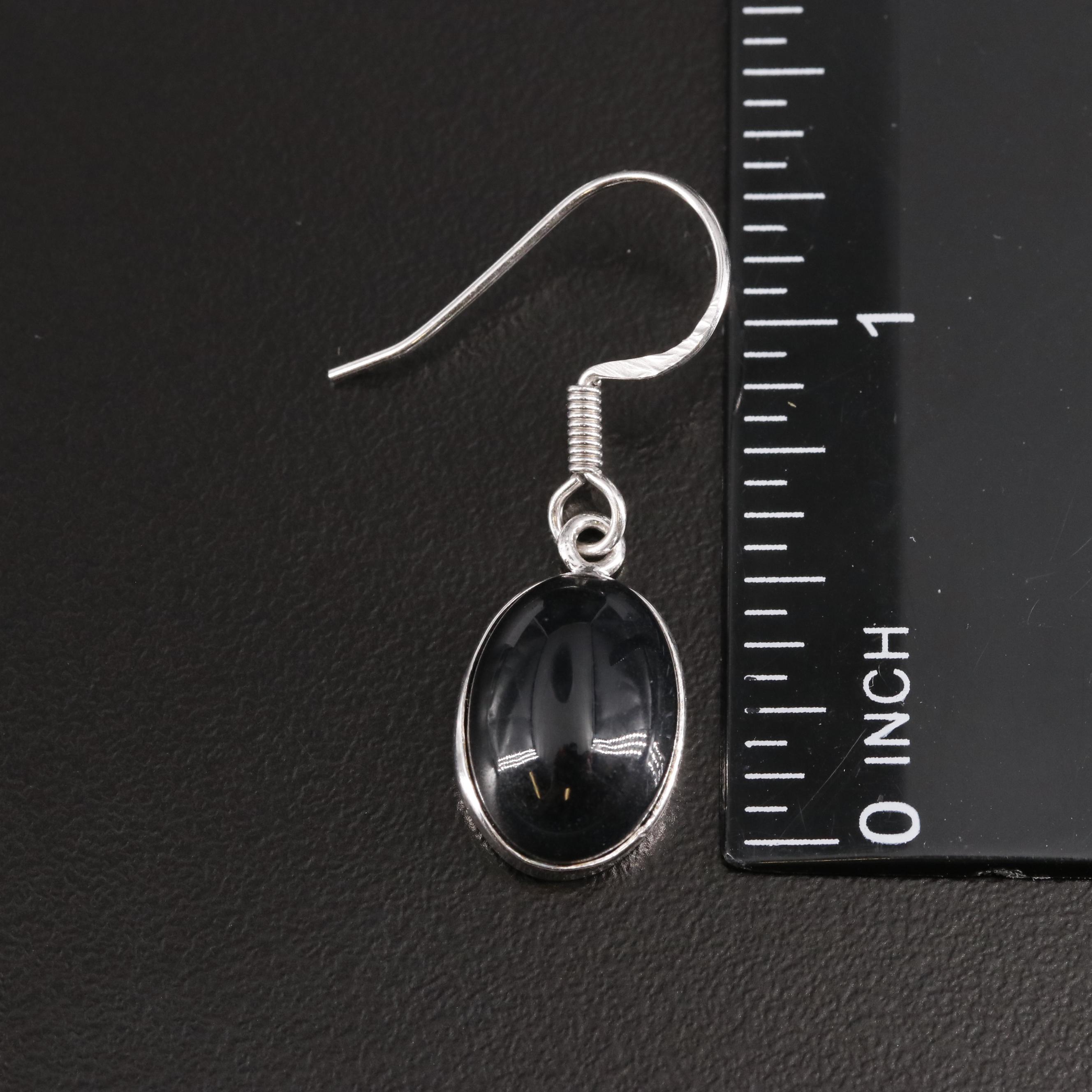Sterling Black Onyx Dangle Earrings