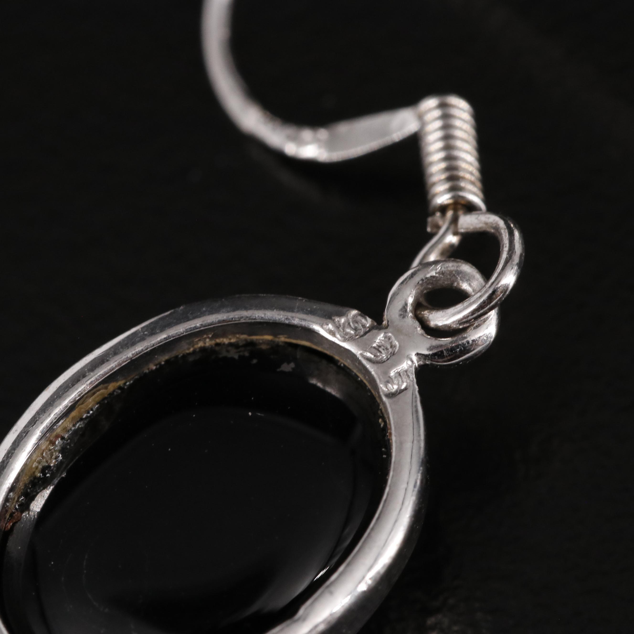 Sterling Black Onyx Dangle Earrings