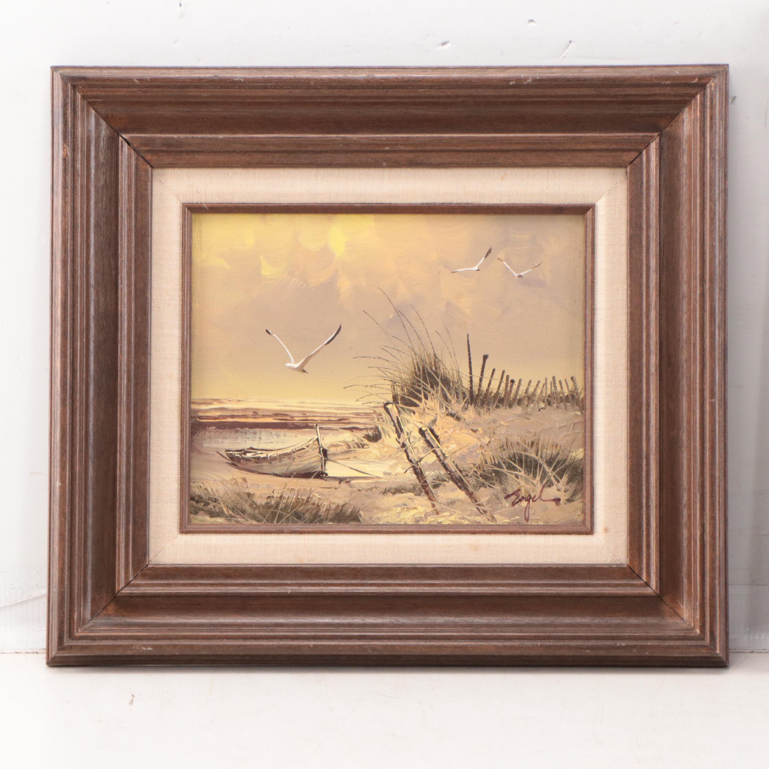 Beach Landscape Oil Paintings, Circa 1970
