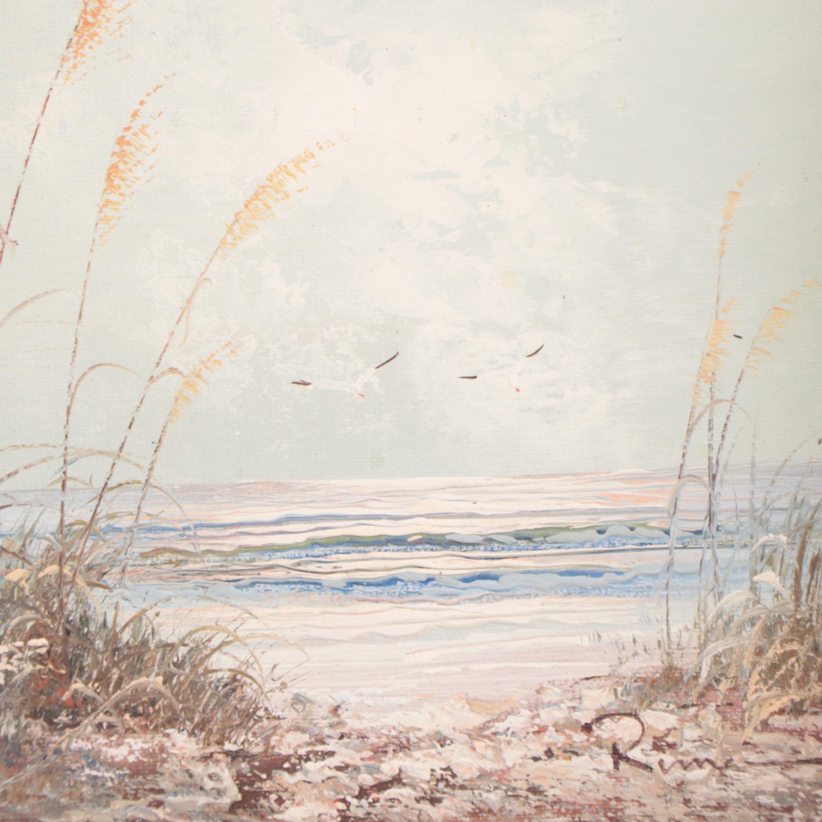Beach Landscape Oil Paintings, Circa 1970