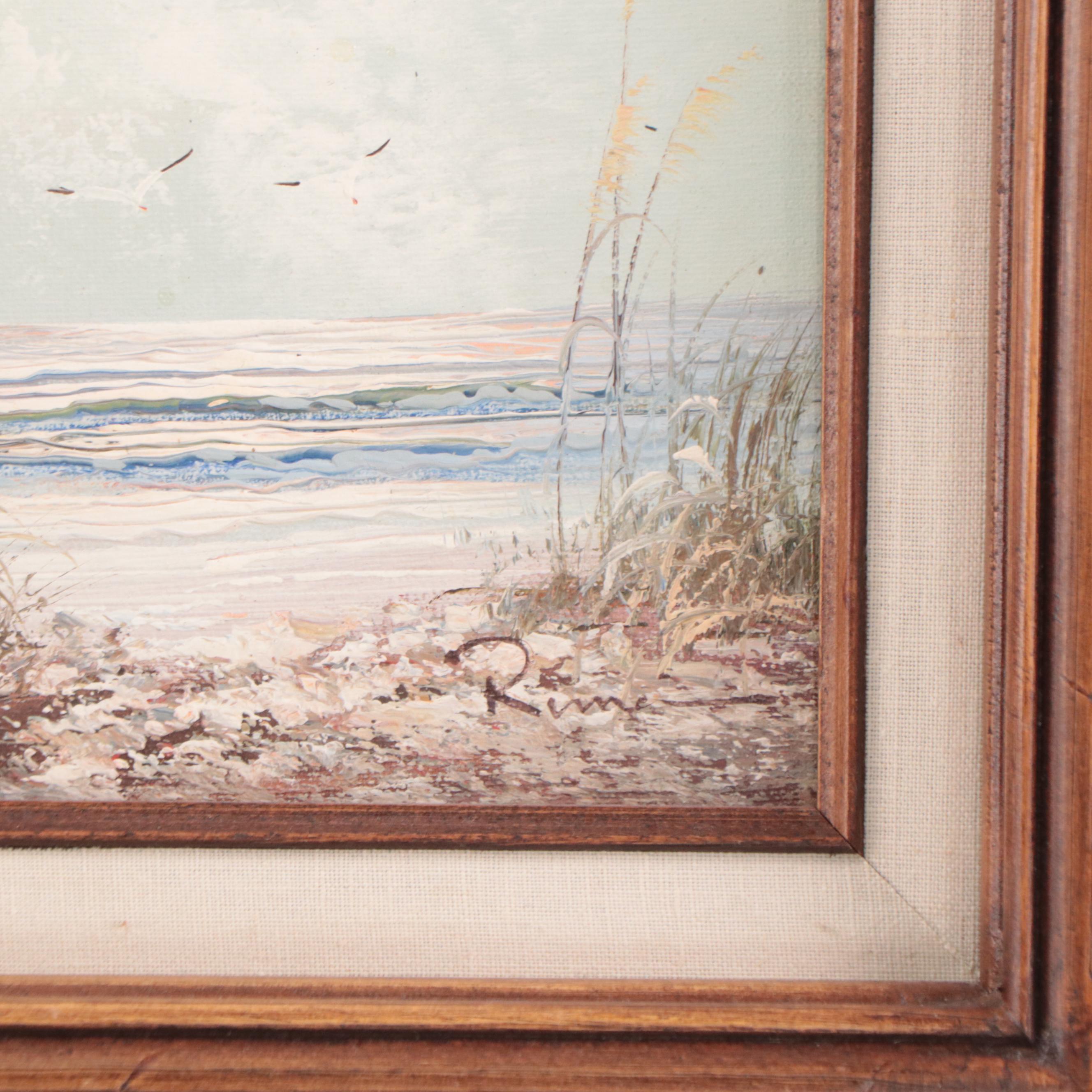 Beach Landscape Oil Paintings, Circa 1970