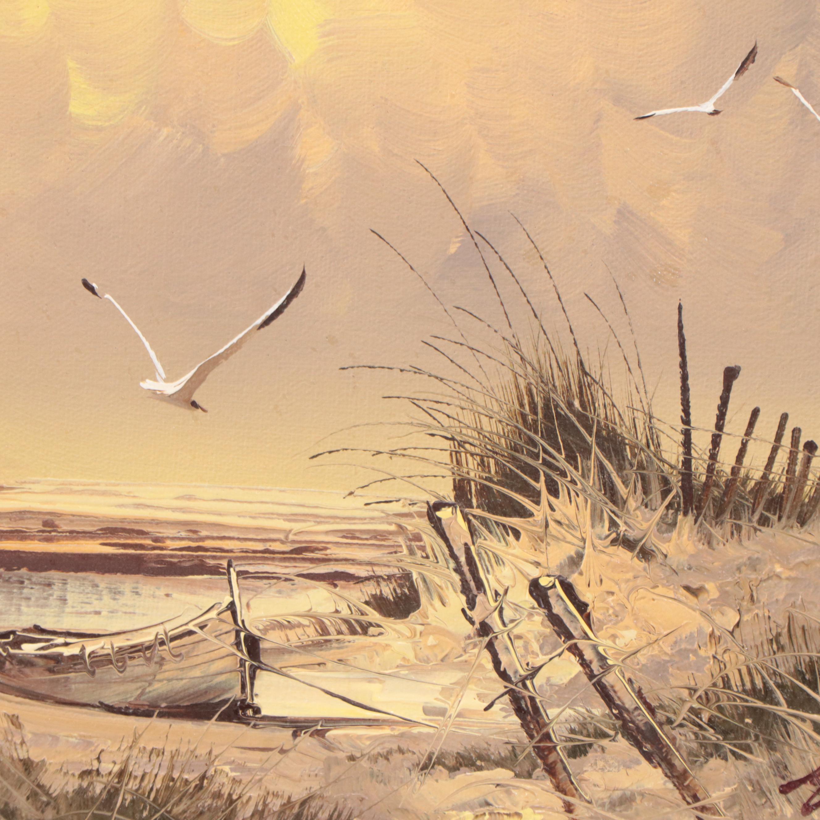 Beach Landscape Oil Paintings, Circa 1970