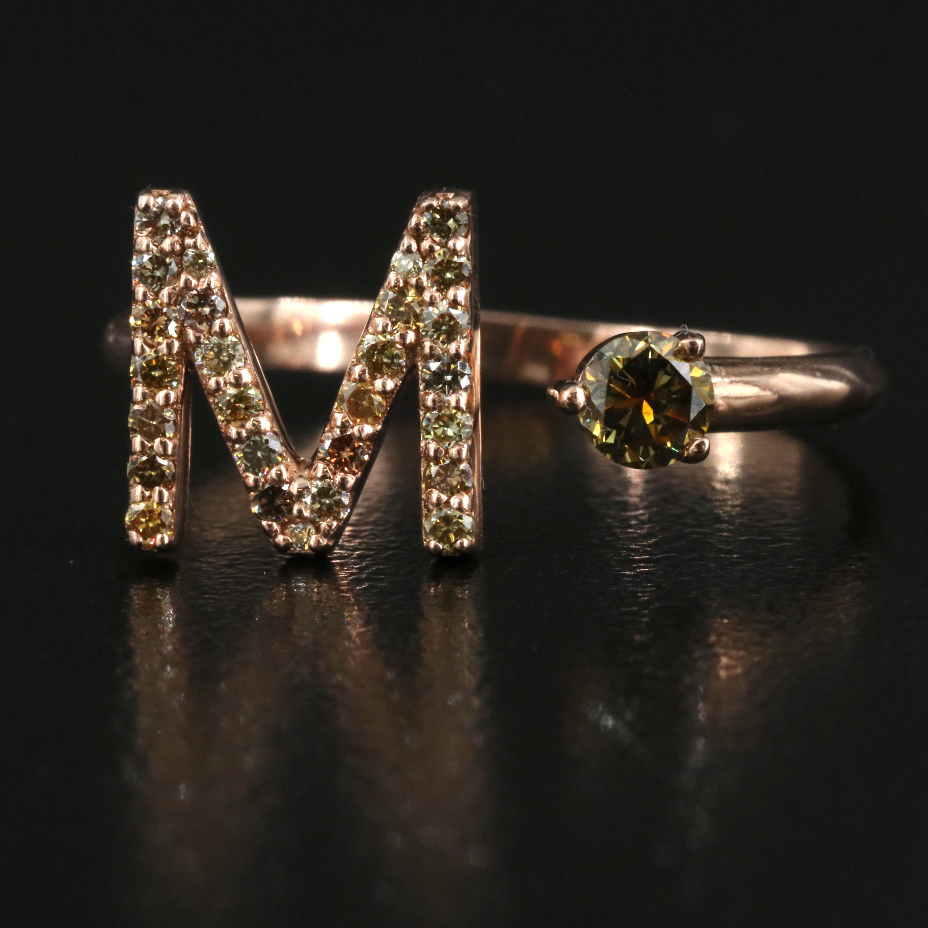 14K Rose Gold 0.45 CTW Diamond "M" Open Top Ring