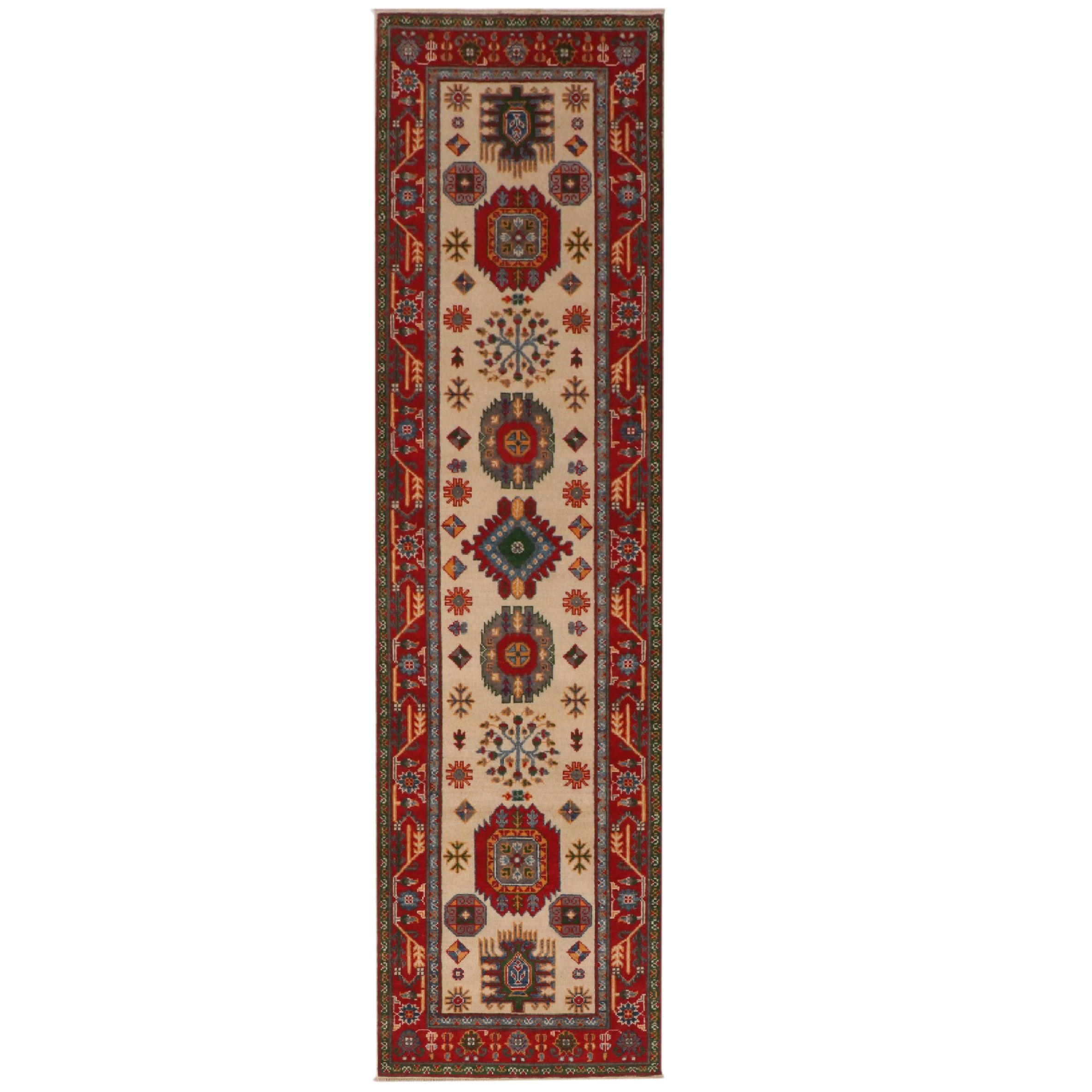 2'9 x 9'9 Hand-Knotted Pakistani Kazak Carpet Runner