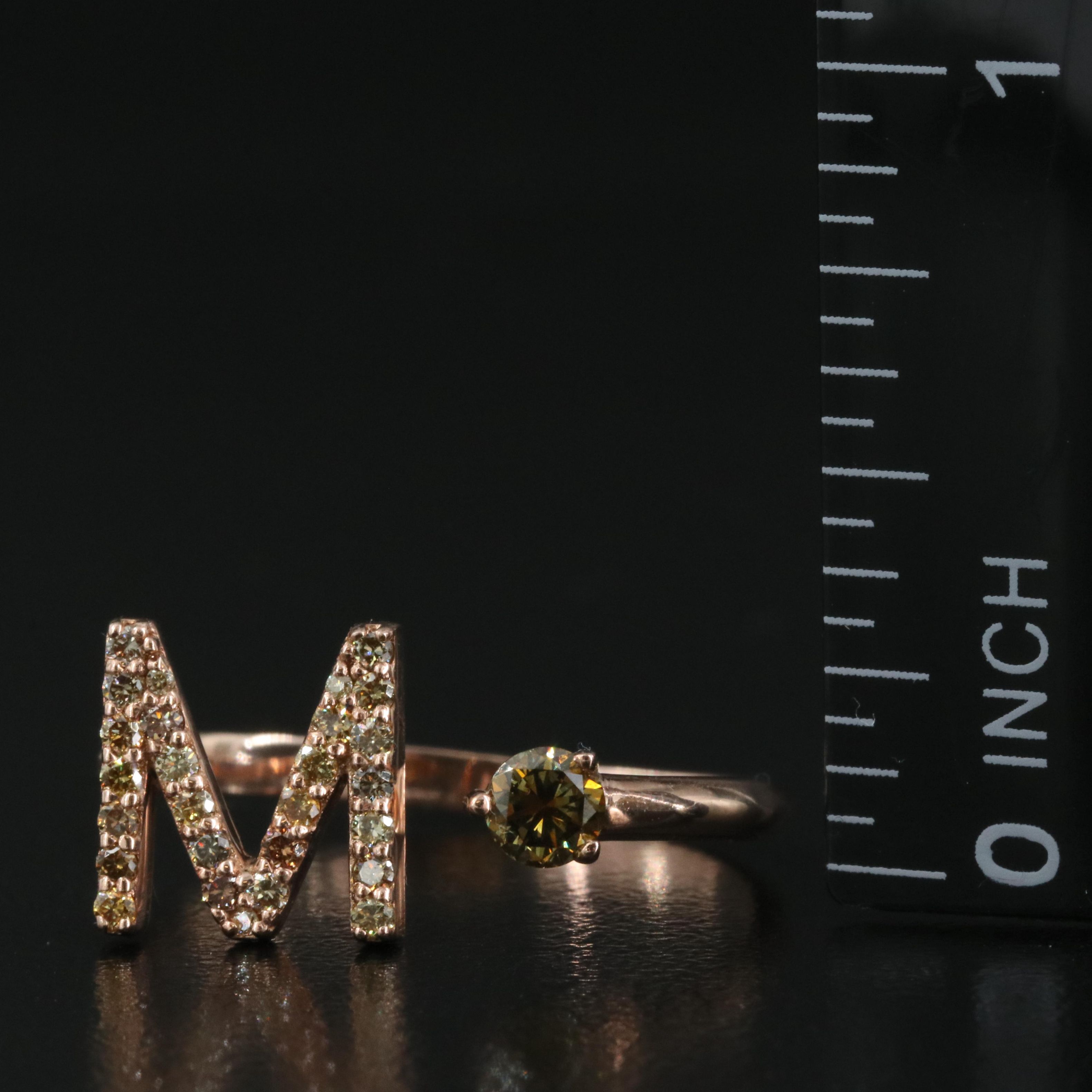 14K Rose Gold 0.45 CTW Diamond "M" Open Top Ring