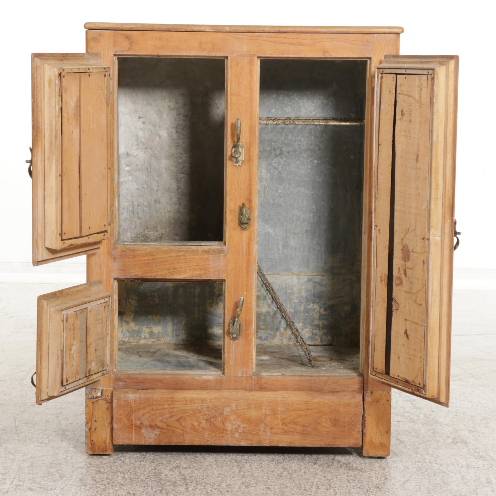 Gibson Refrigerator Co. Brass-Mounted Oak Ice Box, circa 1900