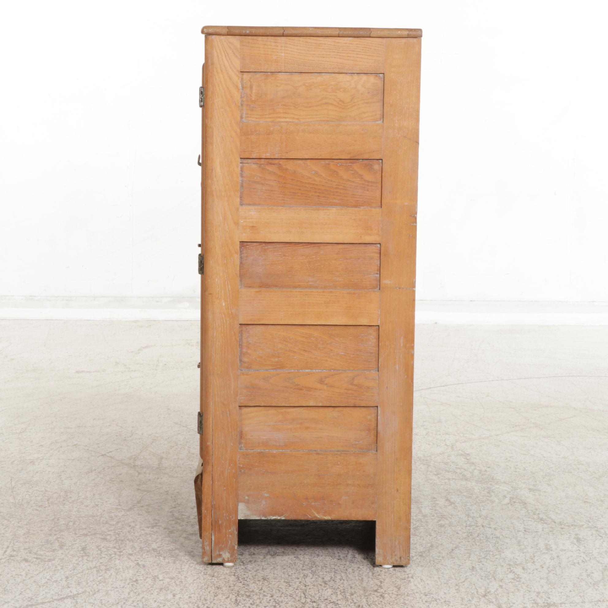 Gibson Refrigerator Co. Brass-Mounted Oak Ice Box, circa 1900