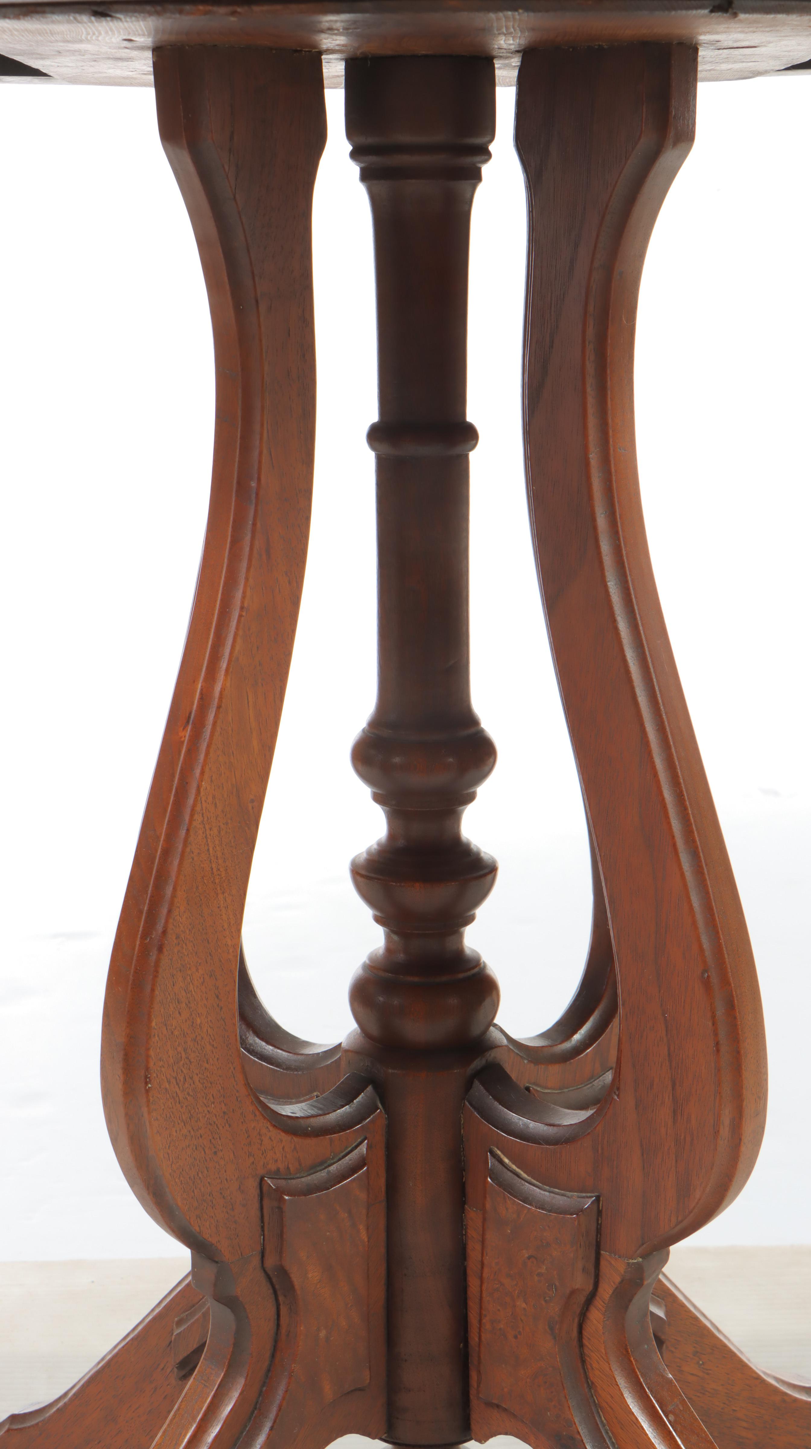 Victorian Walnut, Burl Walnut, and White Marble Side Table, Late 19th Century