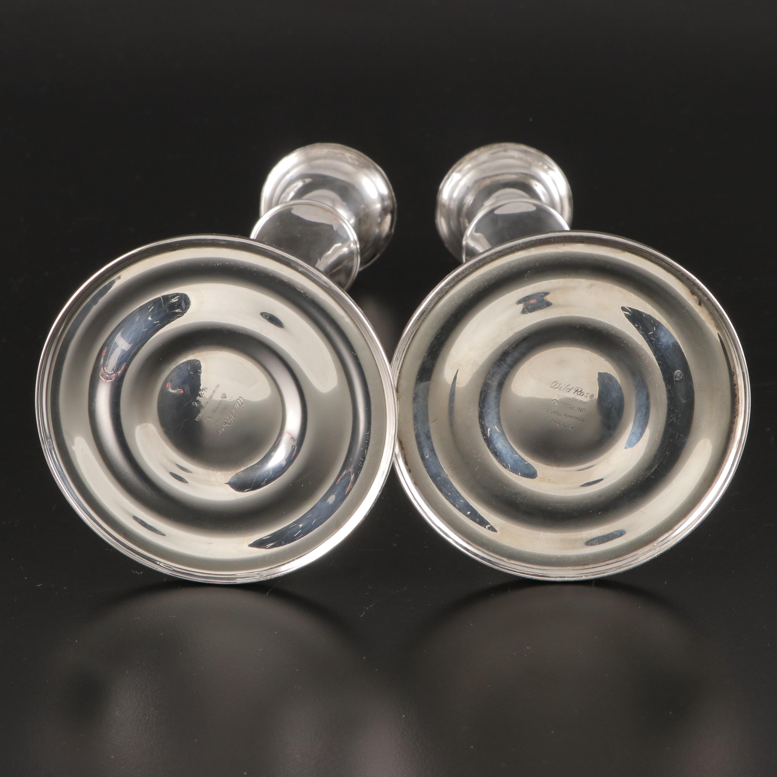 International and Gorham Sterling Silver Candlesticks, Mid to Late 20th Century