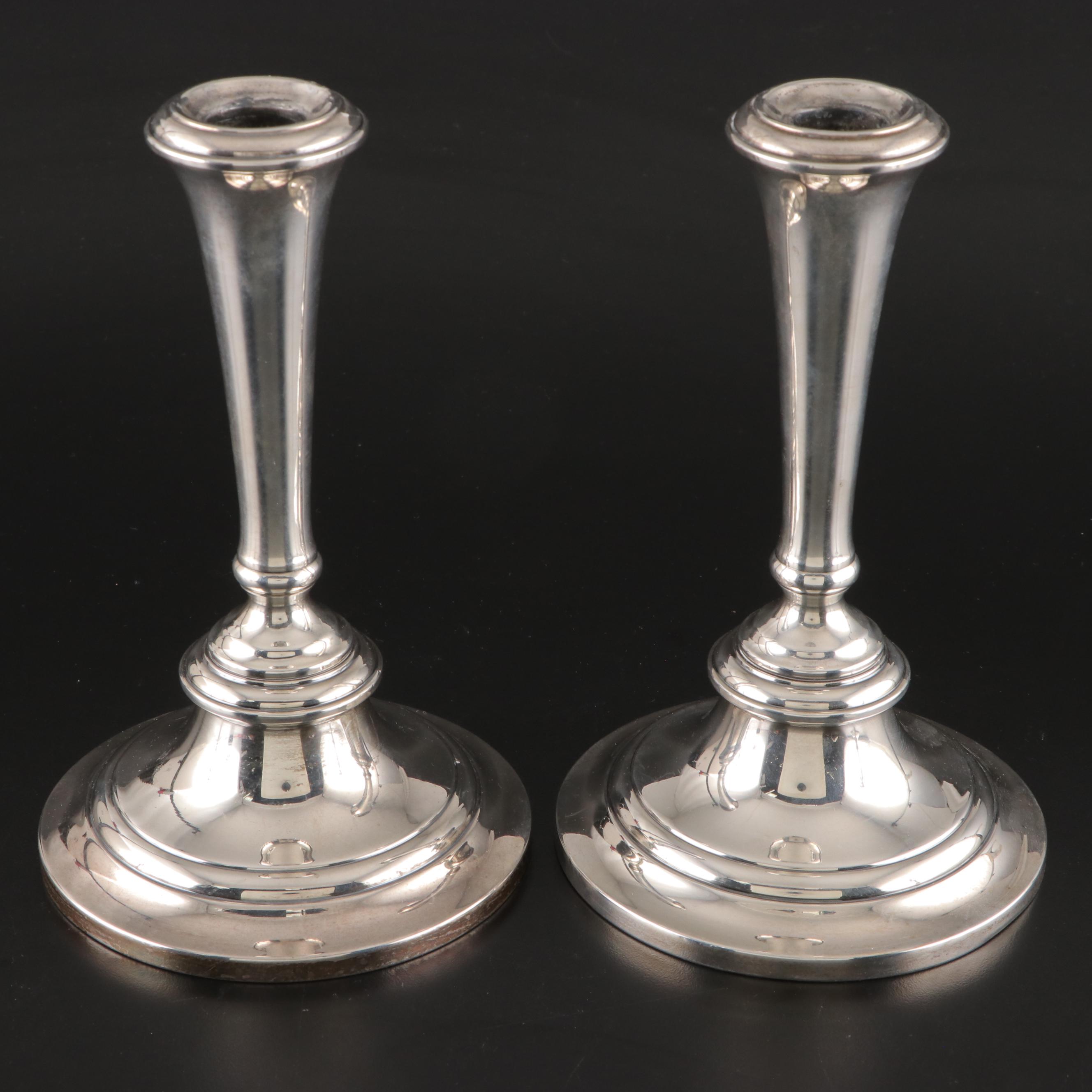 International and Gorham Sterling Silver Candlesticks, Mid to Late 20th Century