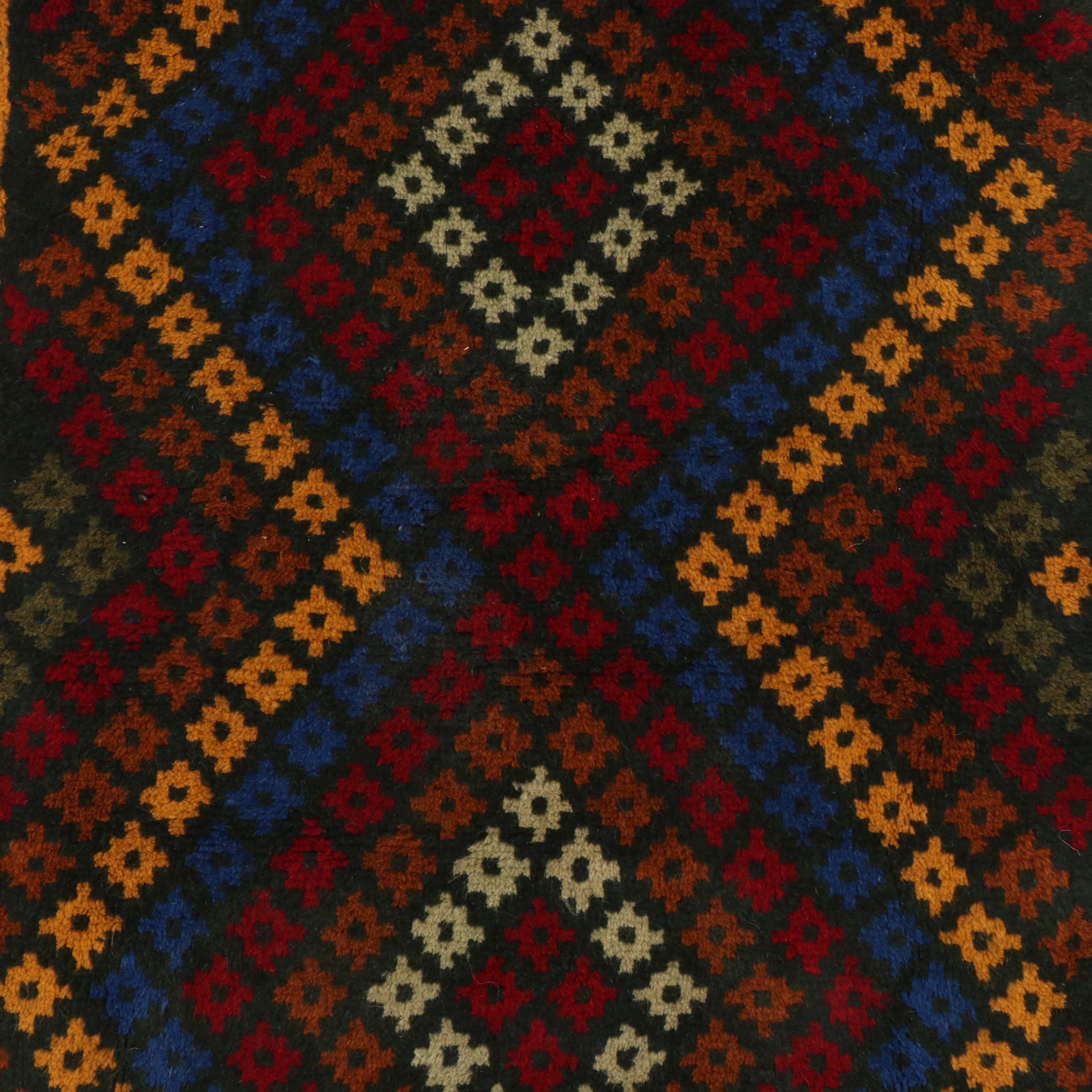 2'1 x 2'10 Hand-Knotted Afghan Baluch Accent Rug
