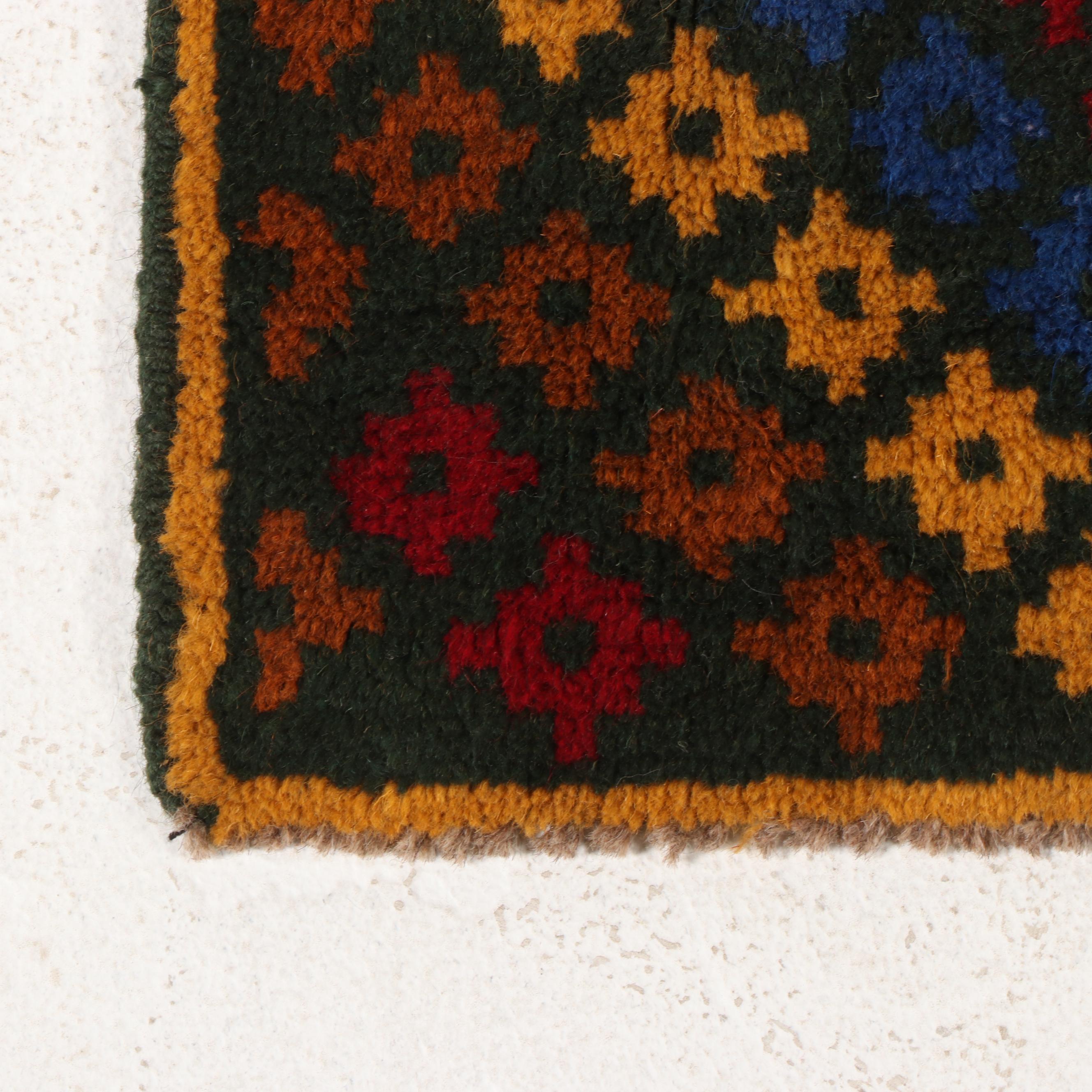 2'1 x 2'10 Hand-Knotted Afghan Baluch Accent Rug