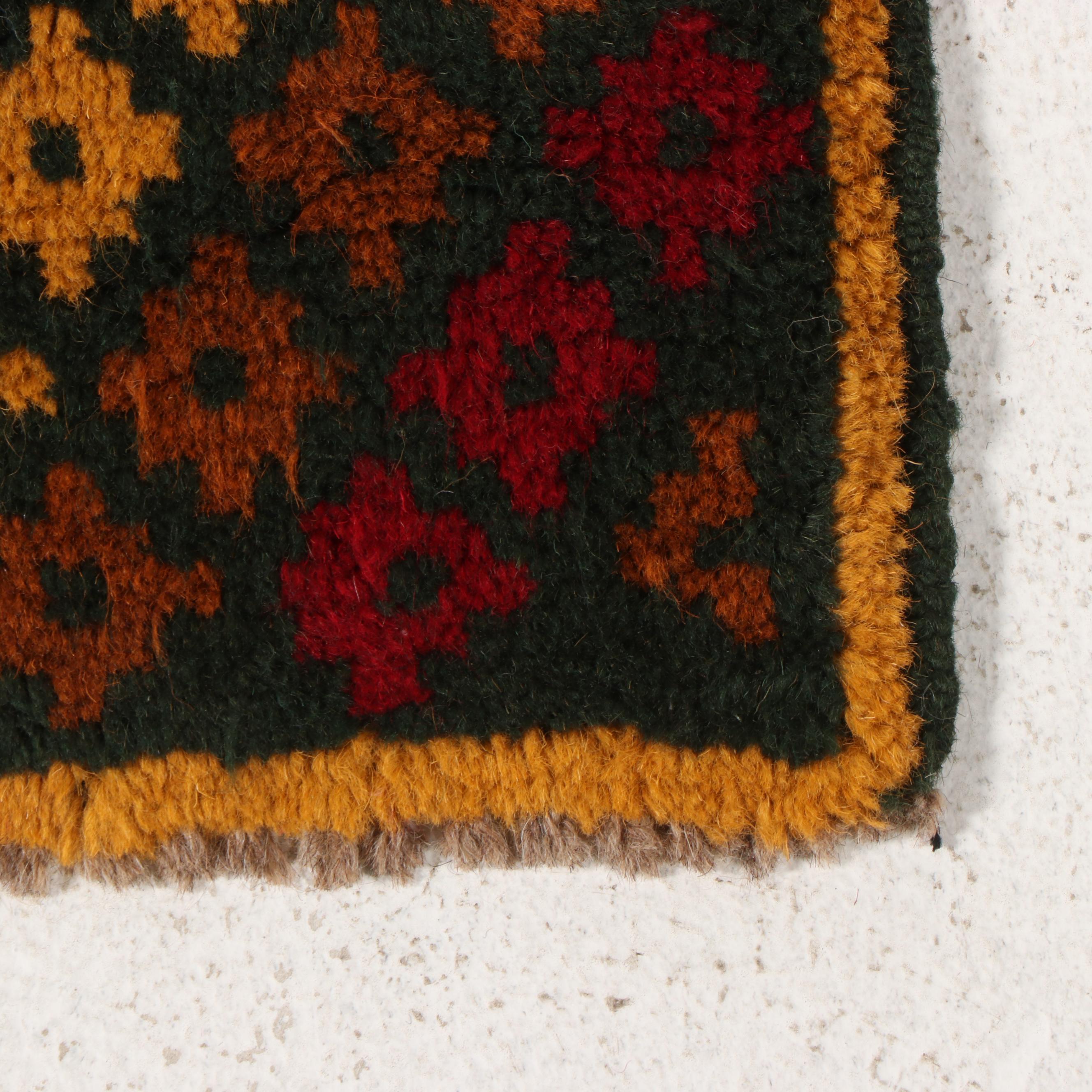 2'1 x 2'10 Hand-Knotted Afghan Baluch Accent Rug