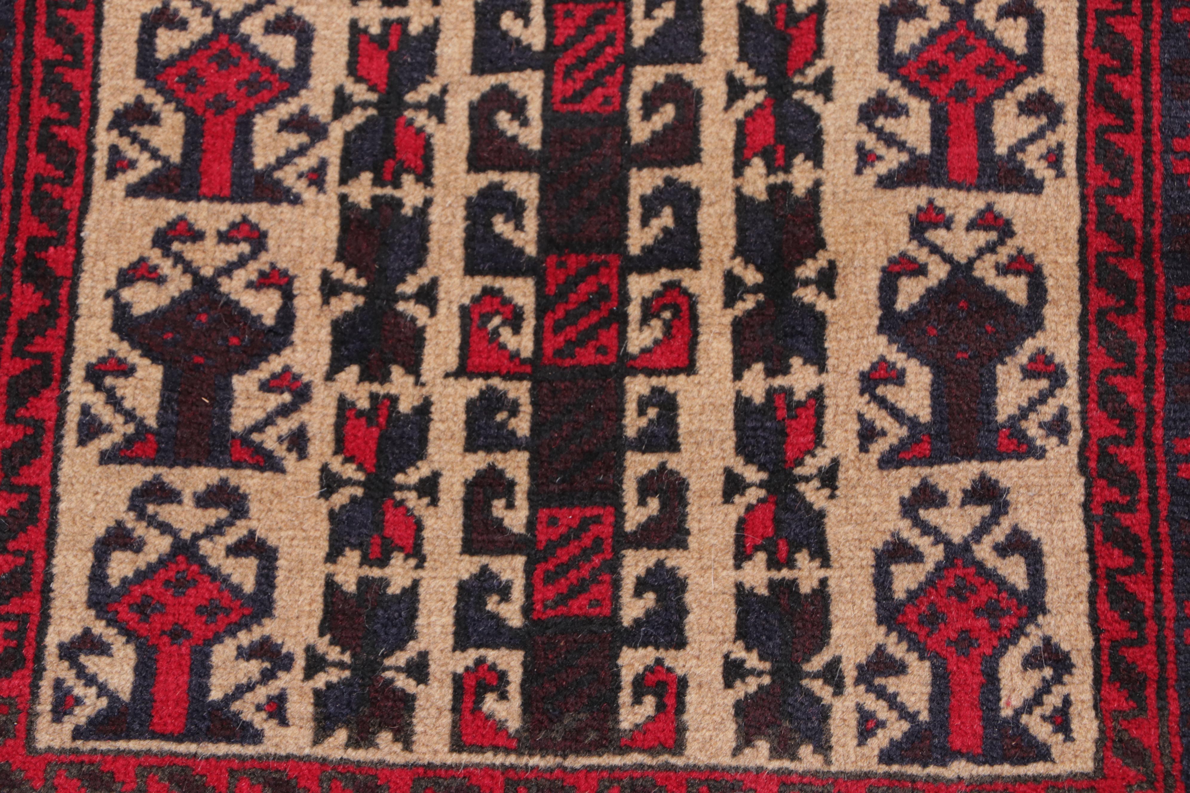 2'7 x 4'5 Hand-Knotted Afghan Baluch Accent Rug